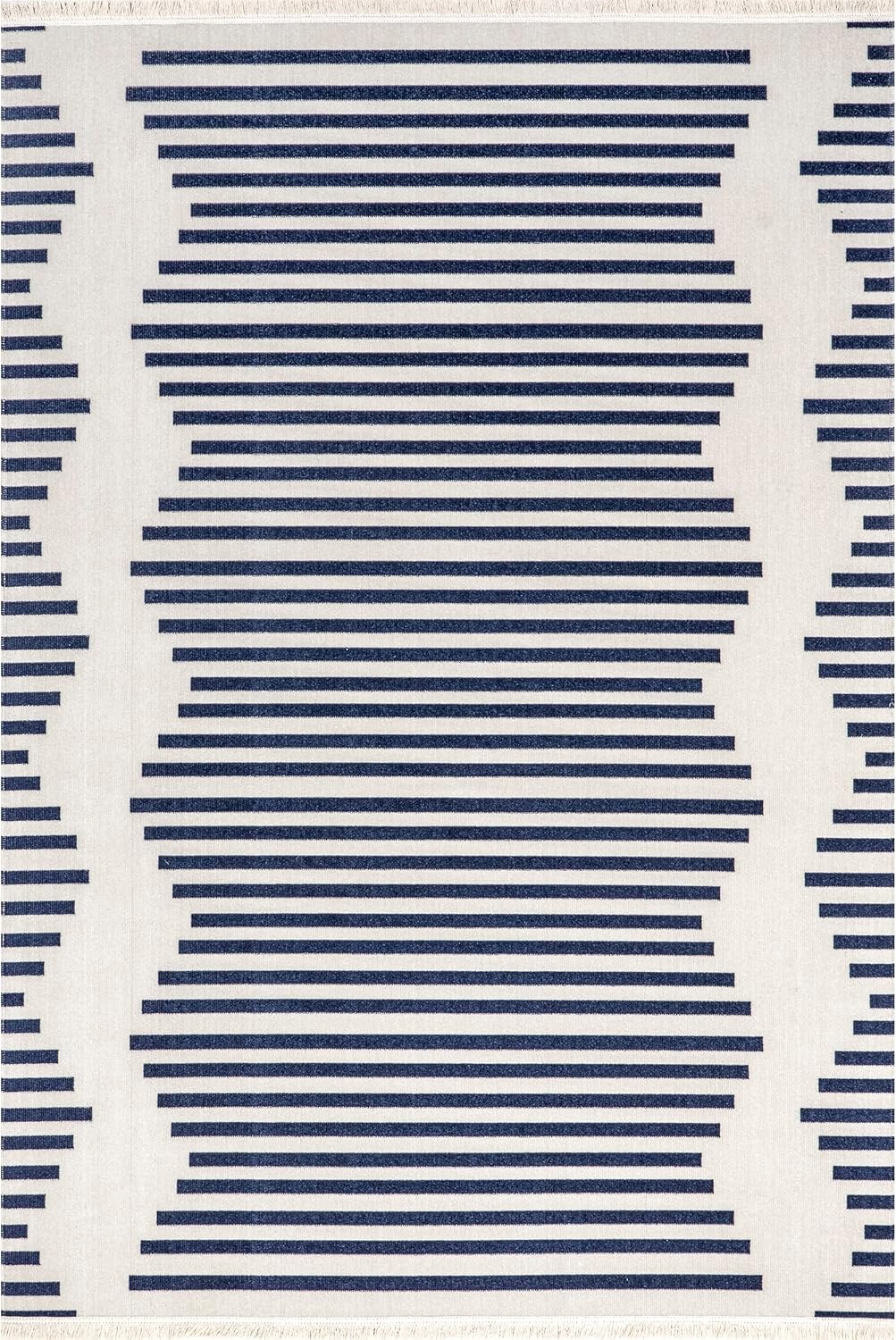 nuLOOM Holly Multi Stripe – Alfombra de área para interiores y exteriores, 4 x 6 pies, azul