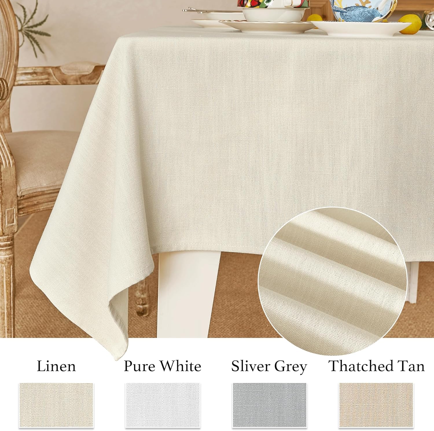 KGORGE Mantel rectangular de lino grueso con textura resistente a las arrugas, mantel suave para cocina, mesa de comedor, fiestas y campamentos,