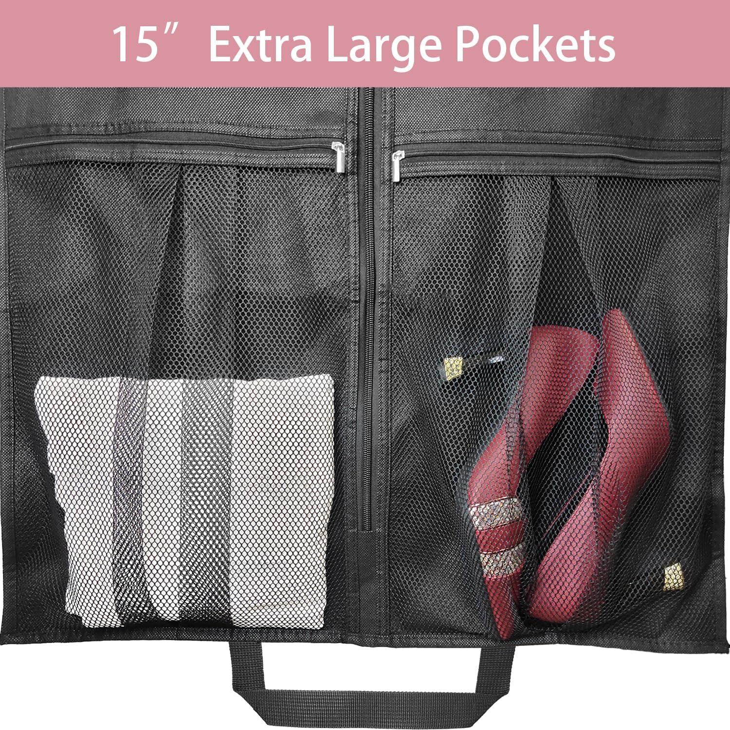 Bolsas de vestir para vestidos largos, bolsas de ropa de 65 pulgadas para colgar ropa, bolsas de vestir para almacenamiento en armario y viajes,
