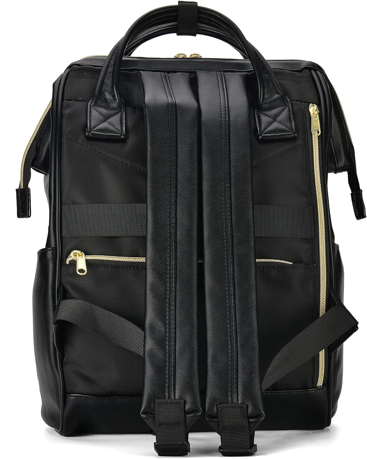 Kah&Kee – Mochila de cuero para pañales, portátil, viaje, doctor, profesor, para mujeres y hombres, Negro II, L