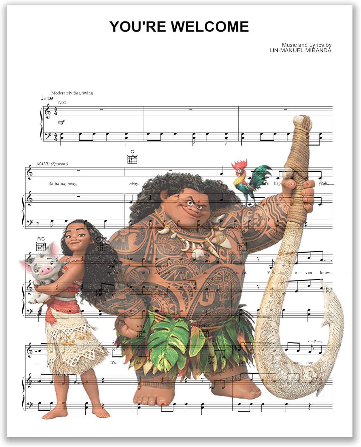 Picture This Prints Moana – Juego de 4 fotos (8 x 10 pulgadas) Maui Tamatoa Gramma Tala Hei Hei Pua