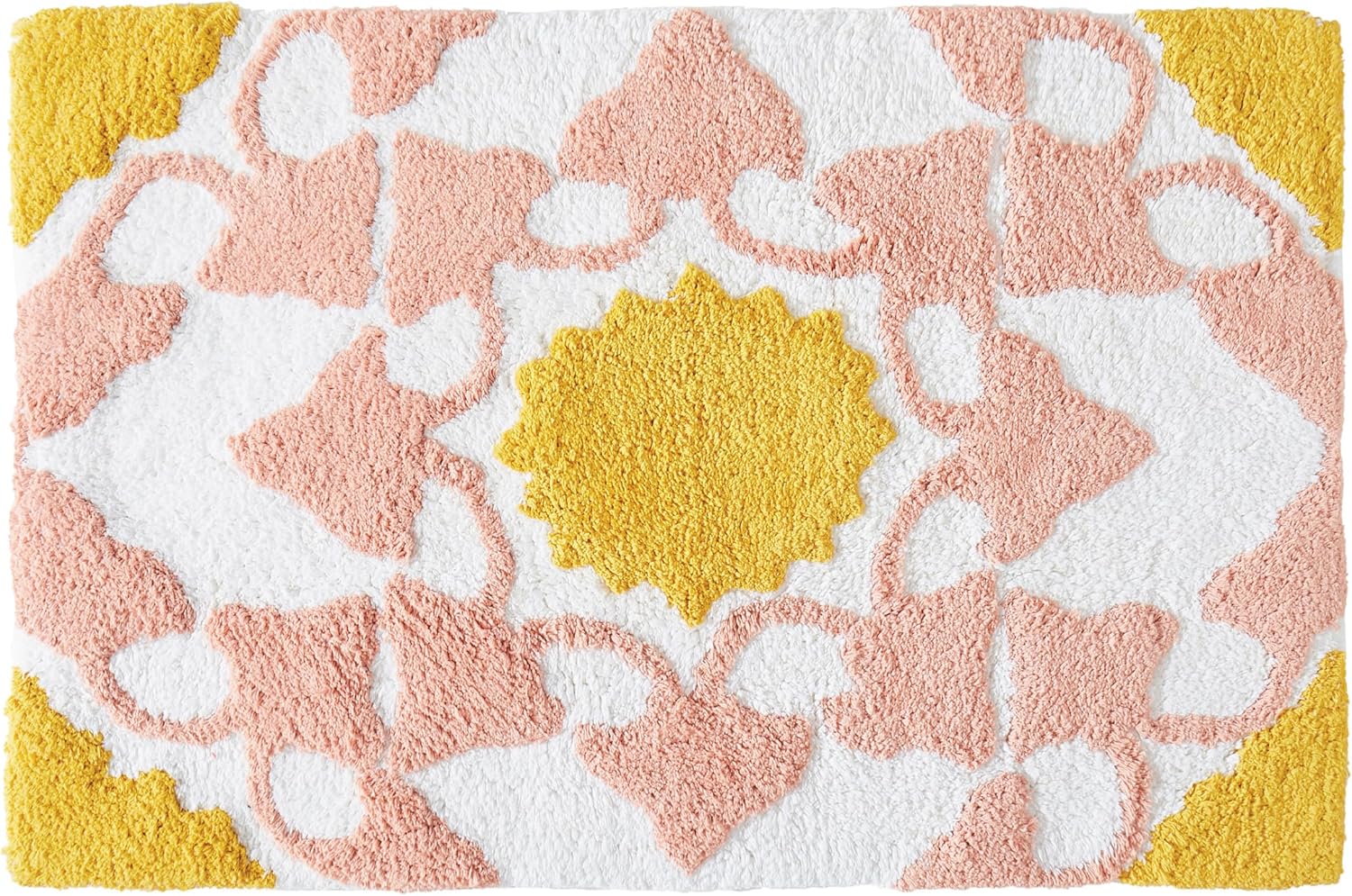 Jessica Simpson Alfombra de baño de algodón, alfombra de baño de alta calidad, lavable a máquina, 20 x 32 pulgadas, Lorena – rosaamarillo