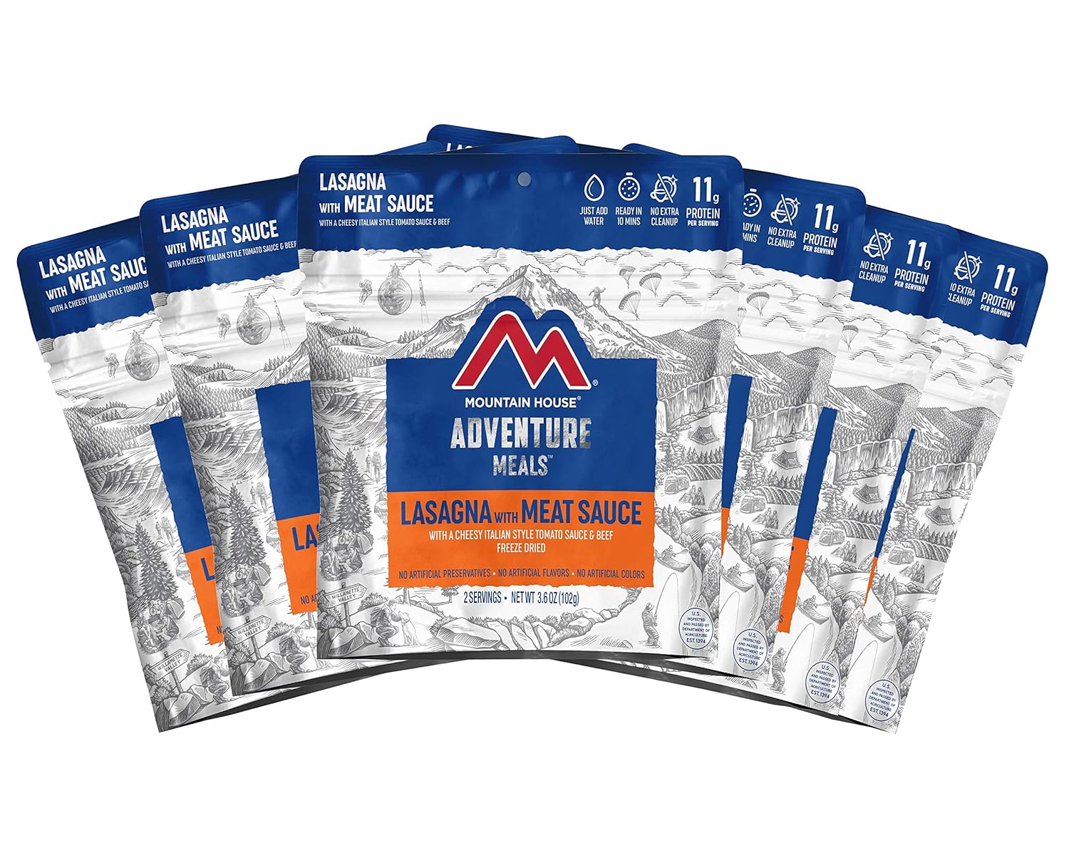 Mountain House Cuenco de fajita de pollo  Alimentos liofilizados para mochileros y campamentos  Paquete de 6  Sin gluten y lasaña con salsa de carne