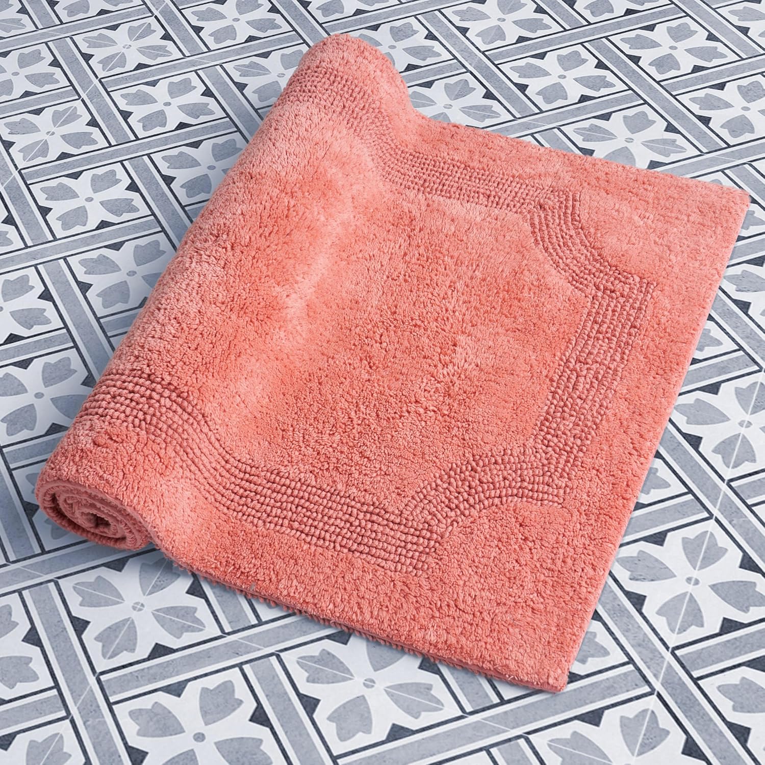 Laura Ashley Alfombra reversible de algodón de 17 x 24 pulgadas, color coral