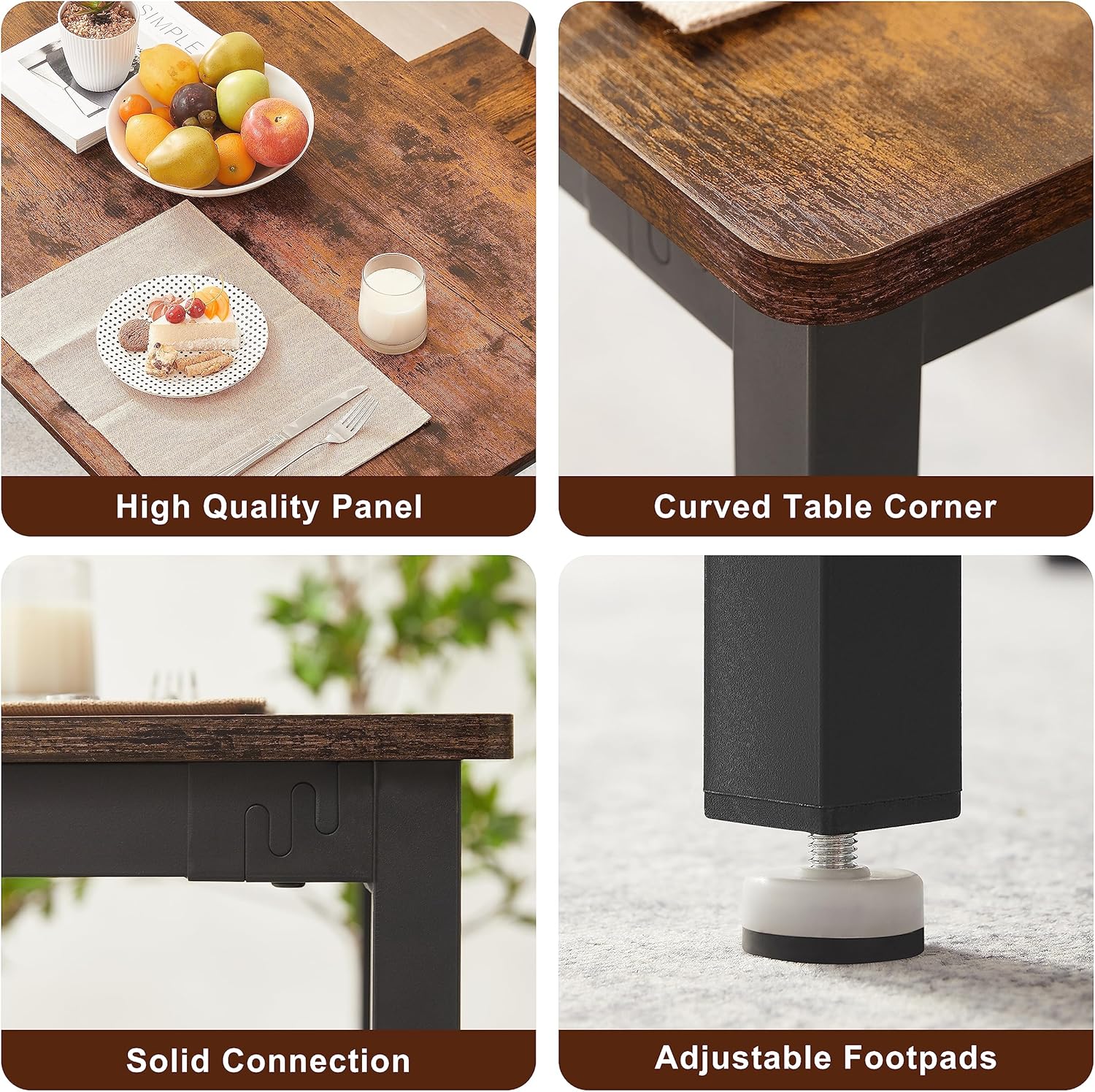 Juego de mesa de comedor cuadrada de 5 piezas, mesa de cocina y sillas para 4, mesa de comedor moderna con 4 sillas para apartamento, cocina,