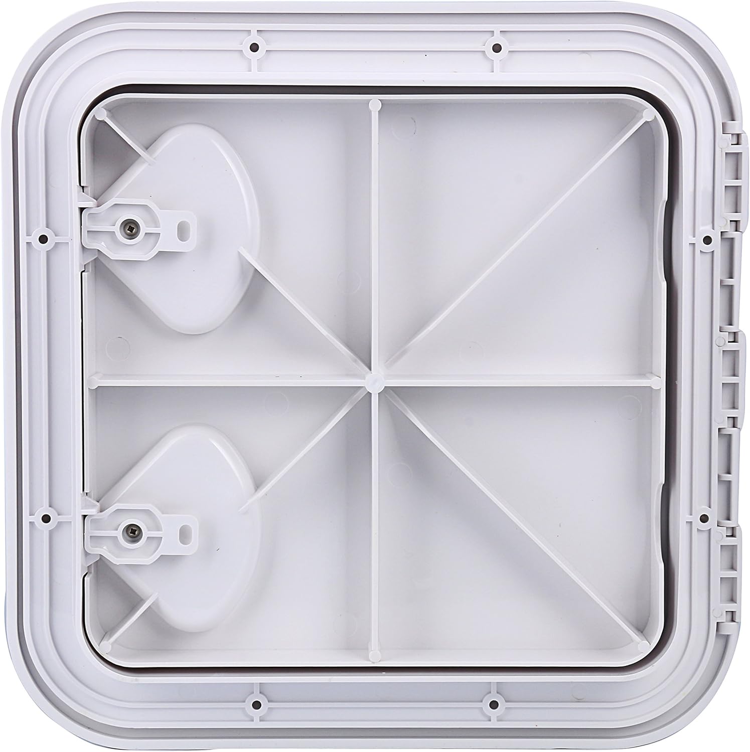 Amarine Made Escotilla de cubierta marina, escotilla de acceso para cubierta de barco y tapa 14-12 “x 14-58” – Blanco – 14.567 inx14.764 in