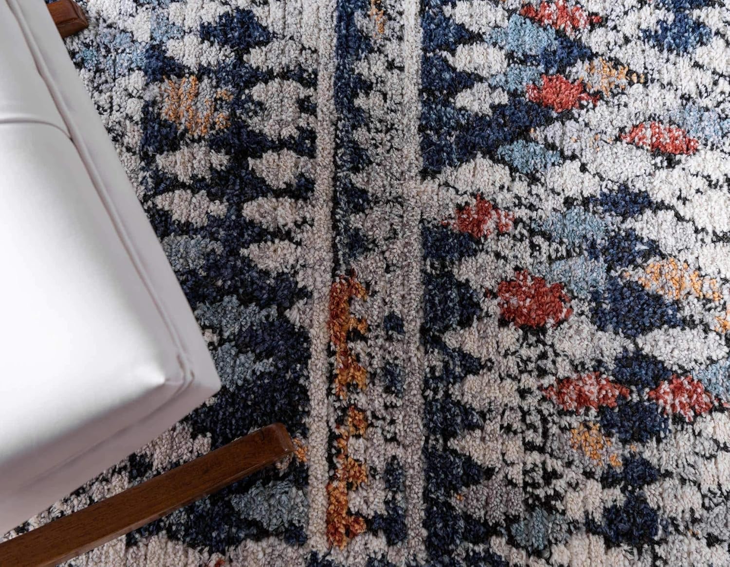 Unique Loom Morocco Collection – Alfombra con borde abstracto, diseño de diamante, bohemio (4 pies x 6 pies, rectangular, multicolor)