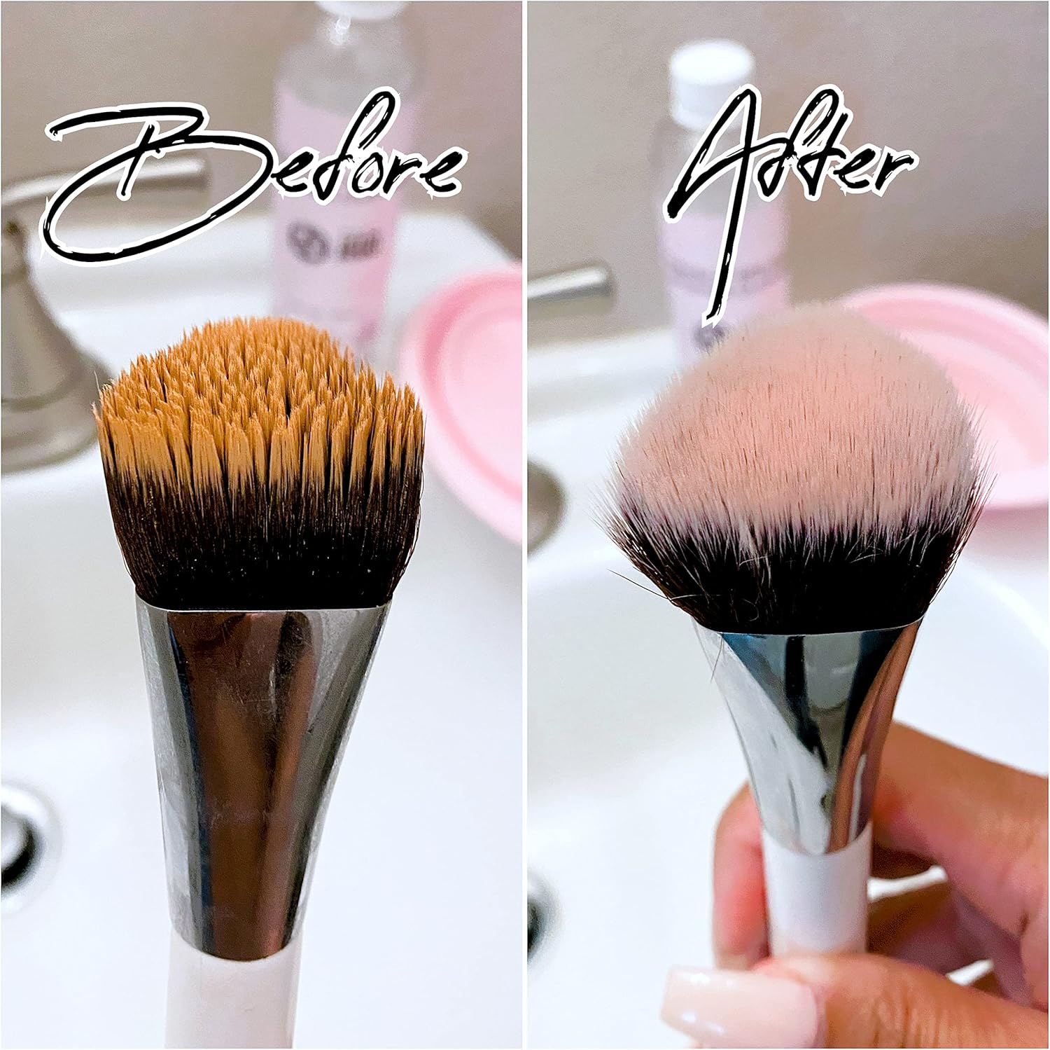 JEGO Solución limpiadora de brochas de maquillaje, limpiador de esponjas, limpiador líquido para brochas de maquillaje, solución hipoalergénica y a