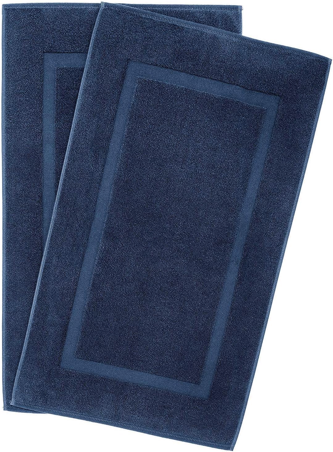 ECO TOWELS Paquete de 2 tapetes de baño con bandas de algodón, no son alfombras de baño, 22 x 34 pulgadas (azul marino) – Ligeras