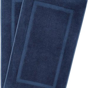 ECO TOWELS Paquete de 2 tapetes de baño con bandas de algodón, no son alfombras de baño, 22 x 34 pulgadas (azul marino) – Ligeras ECO TOWELS Paquete de 2 tapetes de baño con bandas de algodón, no son alfombras de baño, 22 x 34 pulgadas (azul marino) – Ligeras