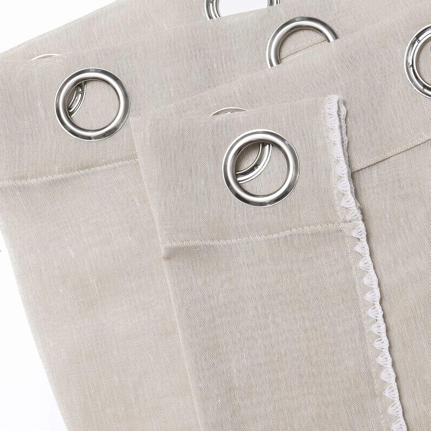 Selectex – Cortinas transparentes de lino natural con bordes semitransparentes