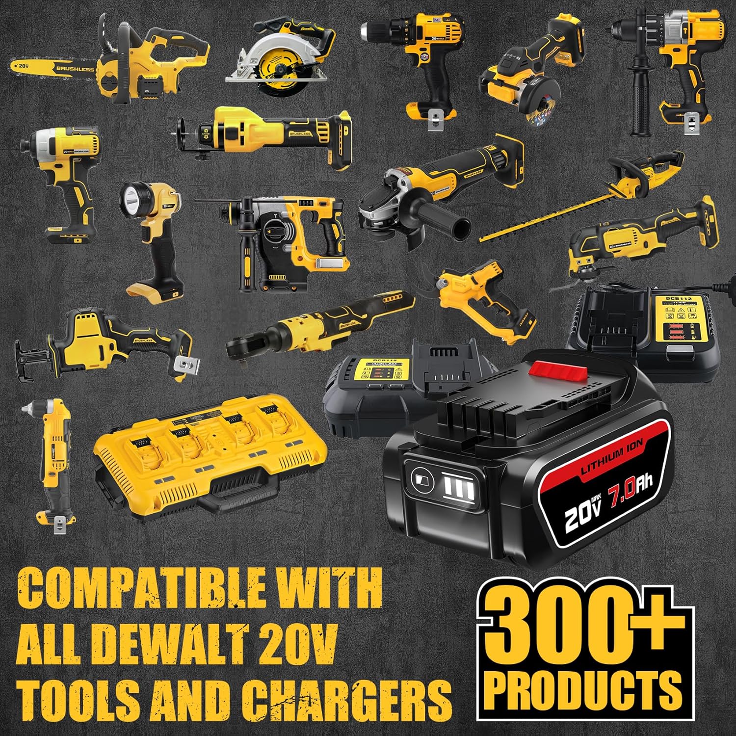FERRYBOAT Reemplazo de 7000 mAh para batería Dewalt de 20 V, iones de litio MAX DCB204 DCB206 DCB200 DCB203 DCB181 DCB180 compatible con series