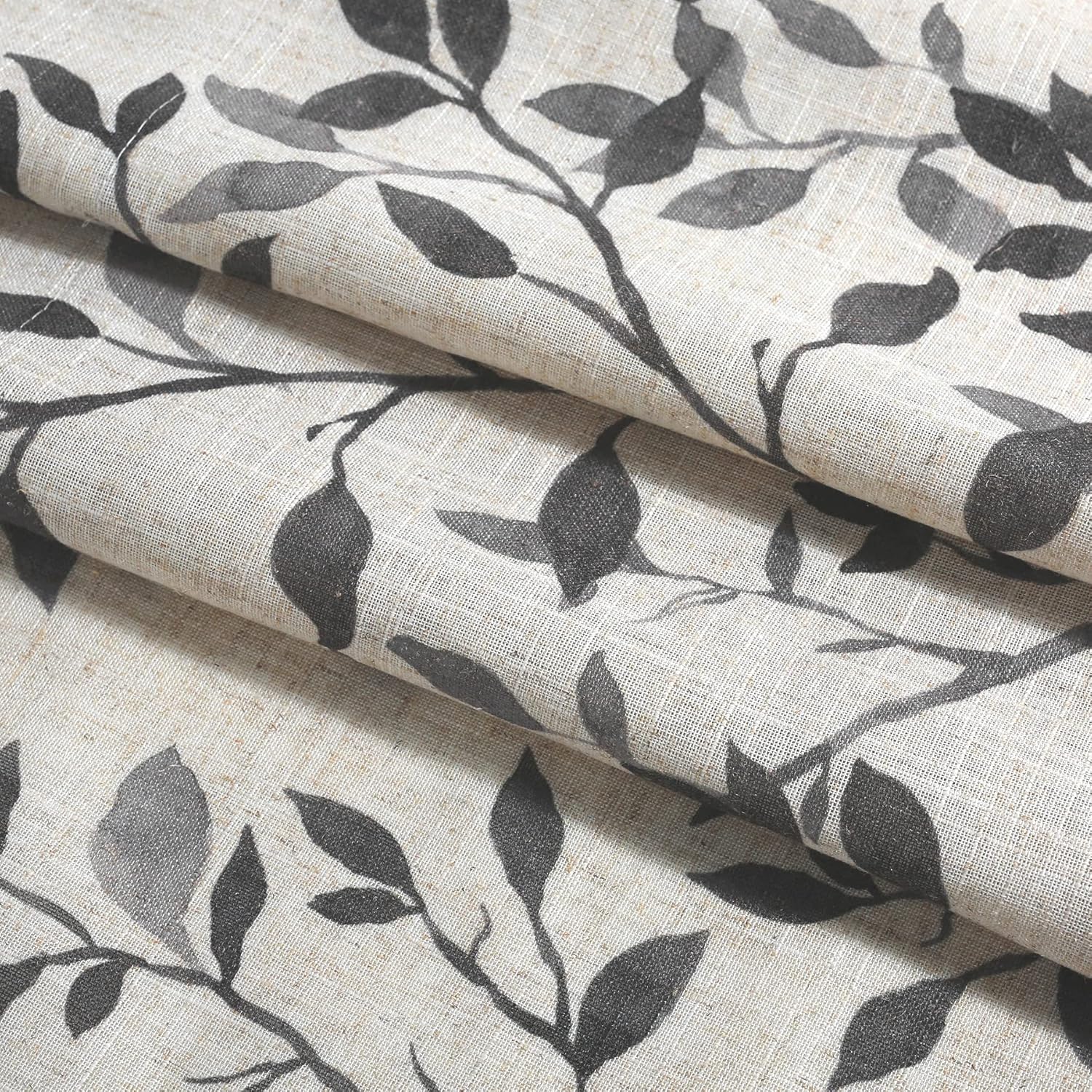 Cenefa de cocina de lino, cenefas de cortina con estampado de hojas de árbol para baño, dormitorio, sala de estar, decoración de granja con bolsillo
