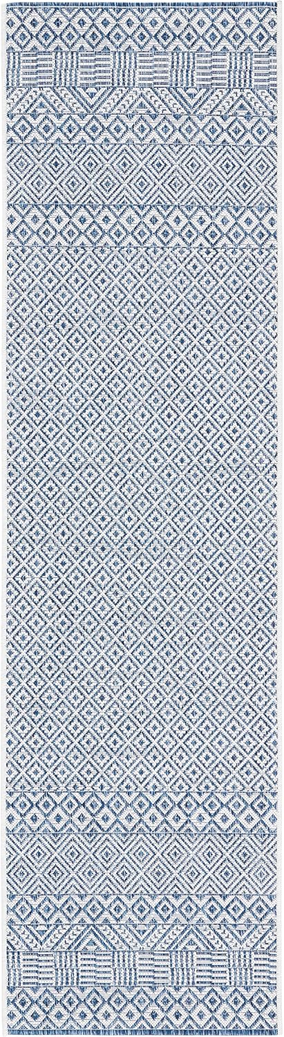 SAFAVIEH Courtyard Collection CY8235 – Alfombra decorativa para interiores y exteriores, 2 pies 3 pies x 6 pies 7 pies, color azul y azul marino
