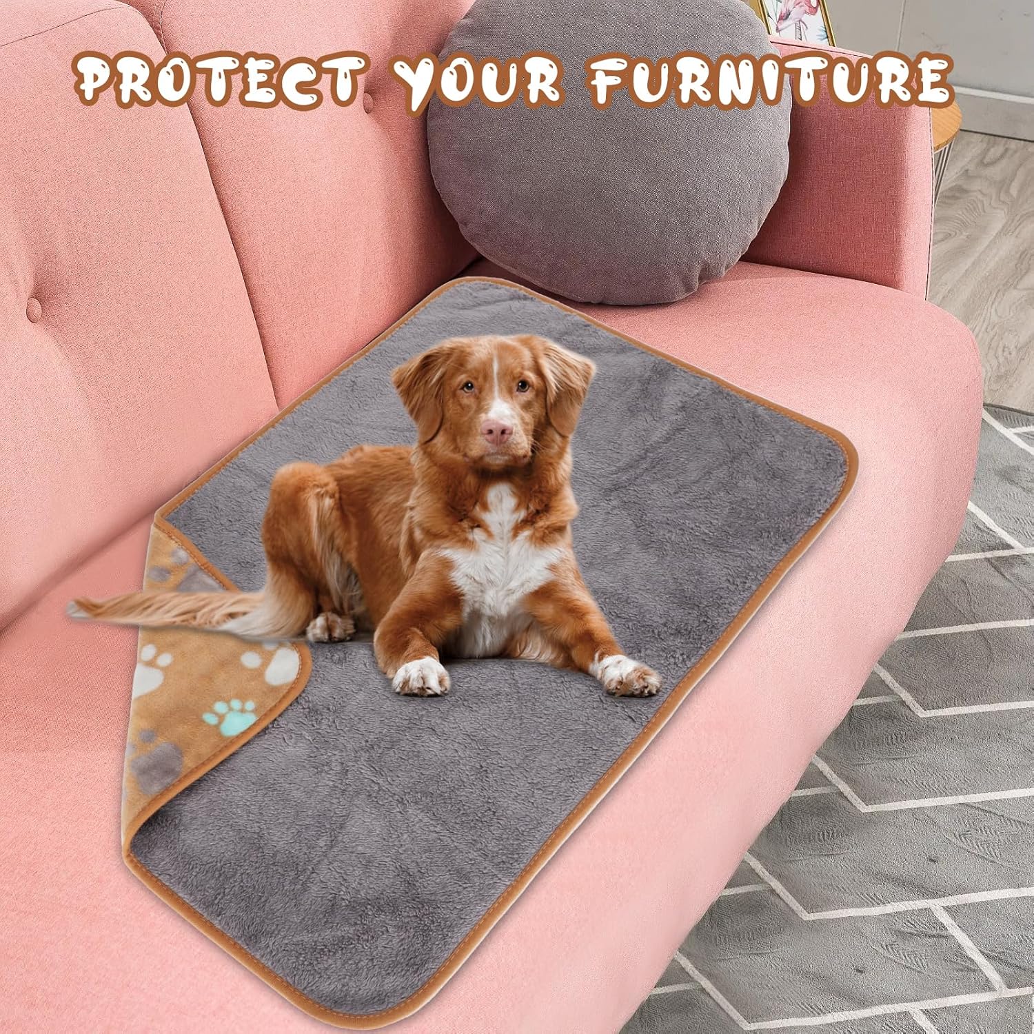 YUEPET Mantas impermeables para perros, paquete de 2 mantas lavables para perros para la cama, sofá, protector de forro polar de franela para