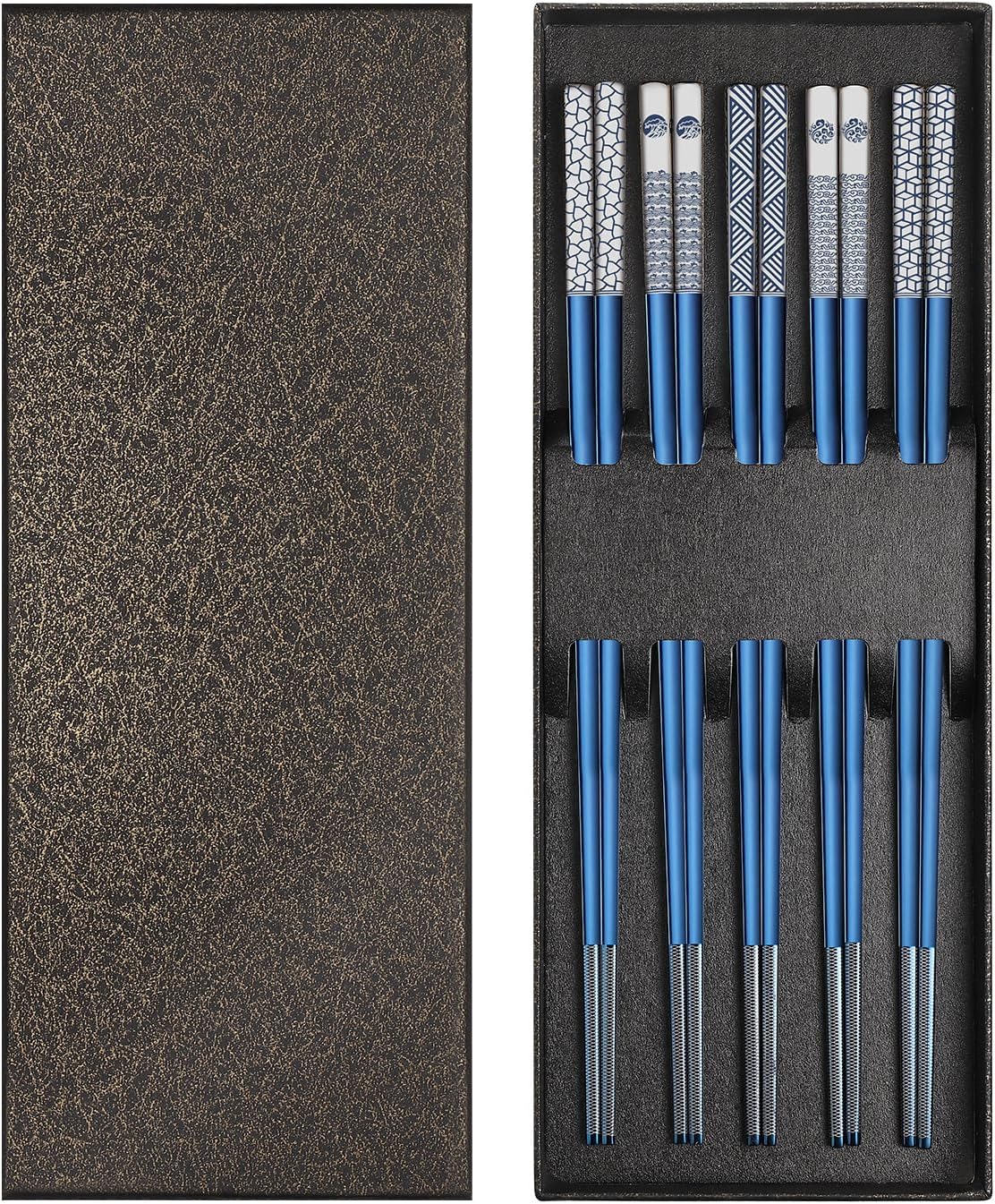 Palillos de metal reutilizables de acero inoxidable 188 grabados con láser, palillos de titanio de alta calidad, aptos para lavavajillas, ligeros,