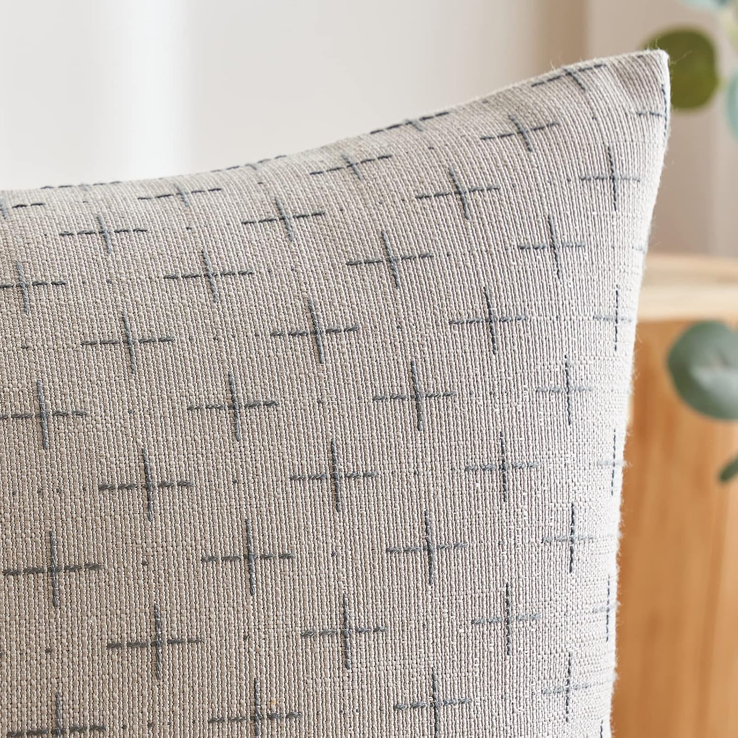 MIULEE Paquete de 2 fundas de almohada decorativas de lino de arpillera, fundas de almohada modernas de estilo rústico tejido con textura para sofá,