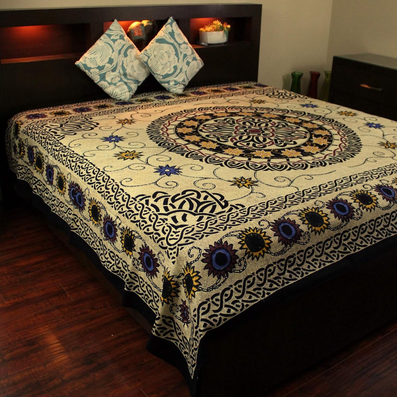 Tapiz de algodón con estampado de girasol celta