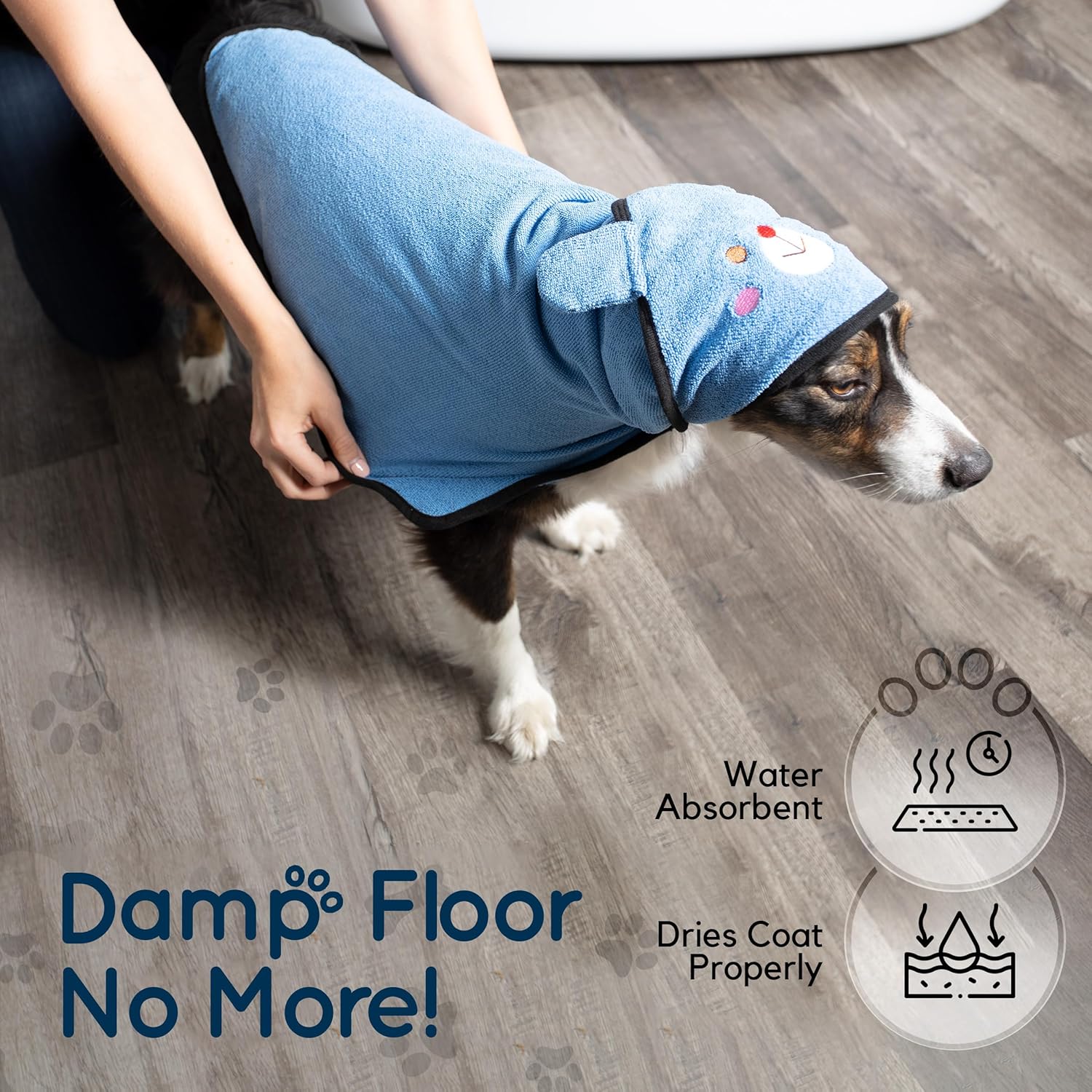 Toalla de baño con capucha para perro, paquete de aseo para perros con toalla de microfibra suave altamente absorbente y par de guantes de limpieza