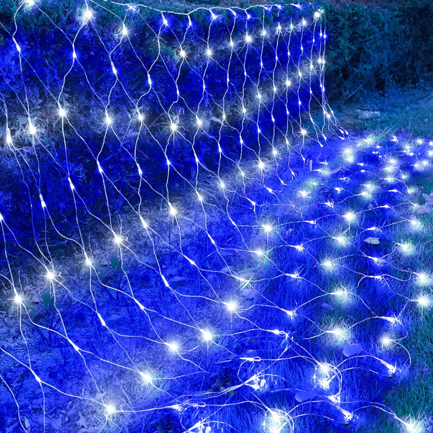 kemooie Luces de red de Navidad para exteriores, 198 luces LED de red de 9.8 pies x 6.6 pies, conectables, 8 modos de parpadeo, luces de malla