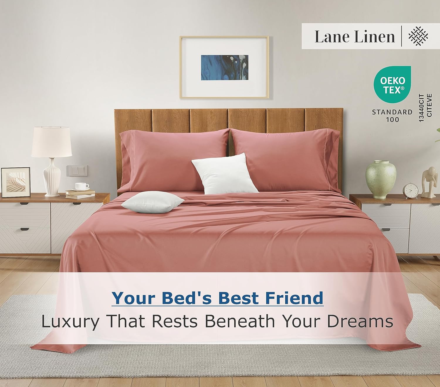 LANE LINEN Juego de 2 fundas de almohada 100% de algodón egipcio, fundas de almohada de tamaño estándar, se adaptan a almohadas estándar y Queen,
