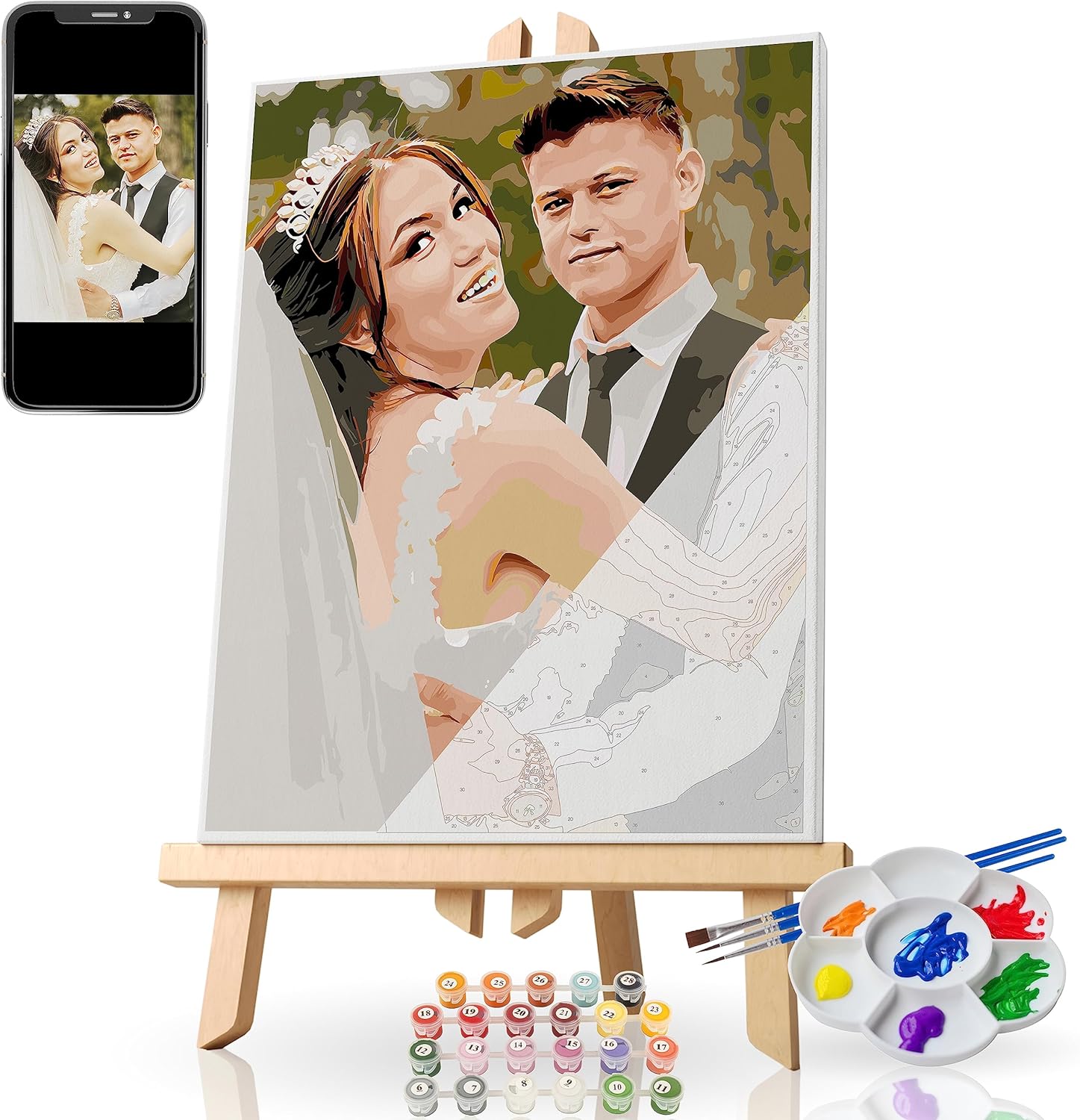 Dazella Pintura personalizada por números a partir de fotos, kits de pintura al óleo digital personalizados para adultos, pintura de lienzo por