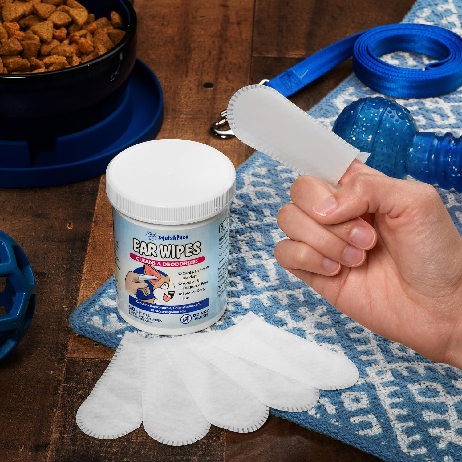 Squishface Toallitas individuales para alivio de oídos para perros, ingredientes no alérgicos y fórmula reductora de irritación, limpia y