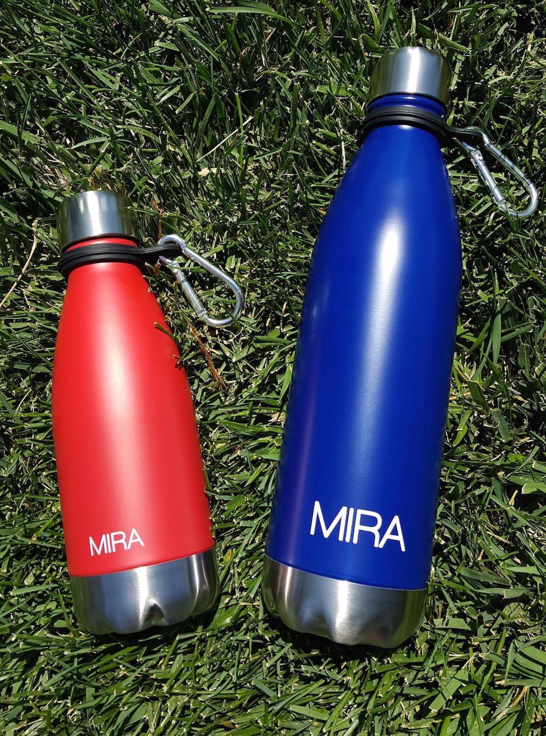 MIRA Durable Silicone Carrier with Carabiner Clip  Fits Any 12oz, 17oz and 25oz Cola Shaped Water Bottles for Outdoor Activities or Daily Use