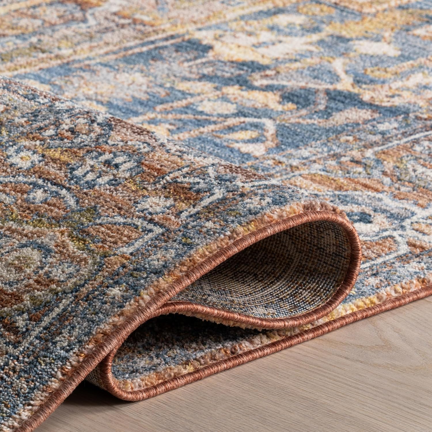 NuLOOM – Alfombra con diseño de medallón, con flecos, modelo Ethel