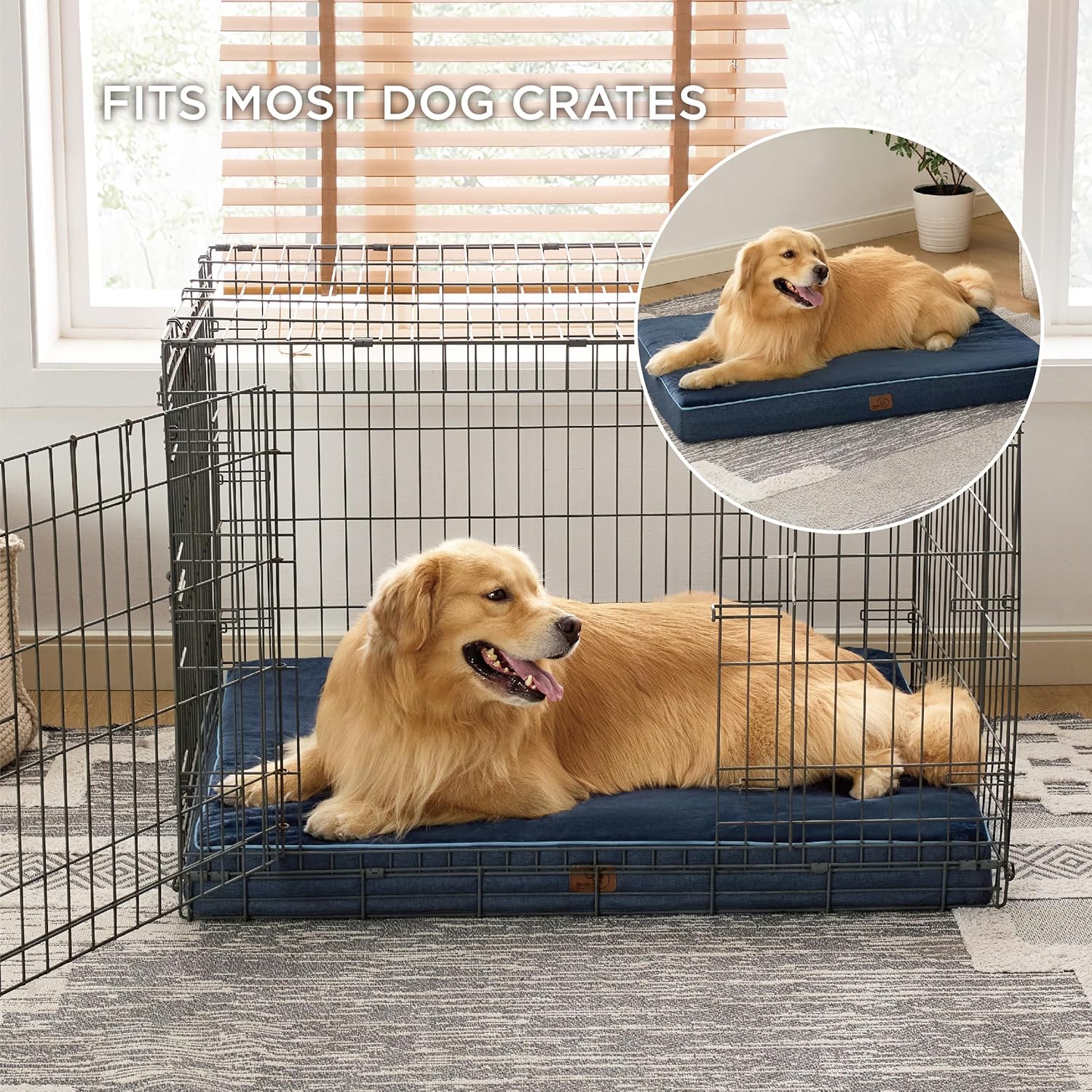 Bedsure Memory Foam Dog Bed for Large Dogs – Orthopedic Waterproof Dog Bed for Crate with Removable Washable Cover and Nonskid Bottom – Plush