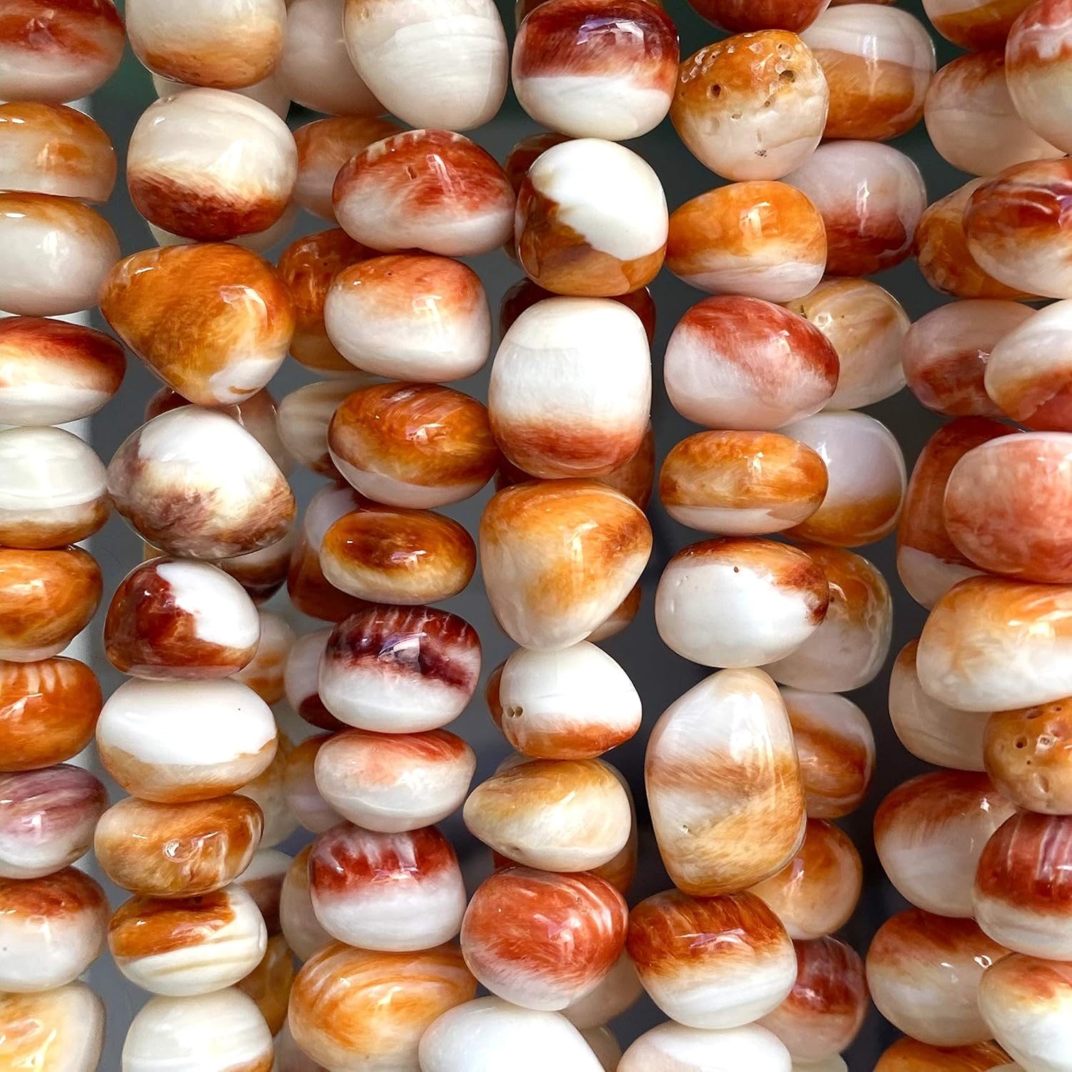 ABCgems – Cuentas de concha de ostra espinosa color naranja y blanco del mar caribeño, fabricación de joyas naturales y orgánicas, ideal para
