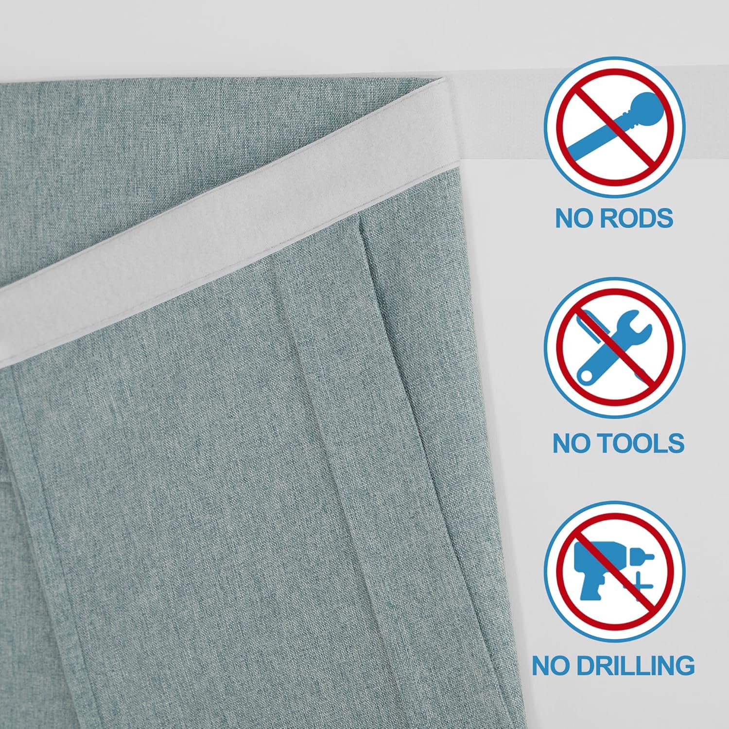 RYB HOME Tricia – Cortinas de puerta mezcladas de lino natural, para oscurecer la habitación, persianas autoadhesivas, cortinas aislantes para