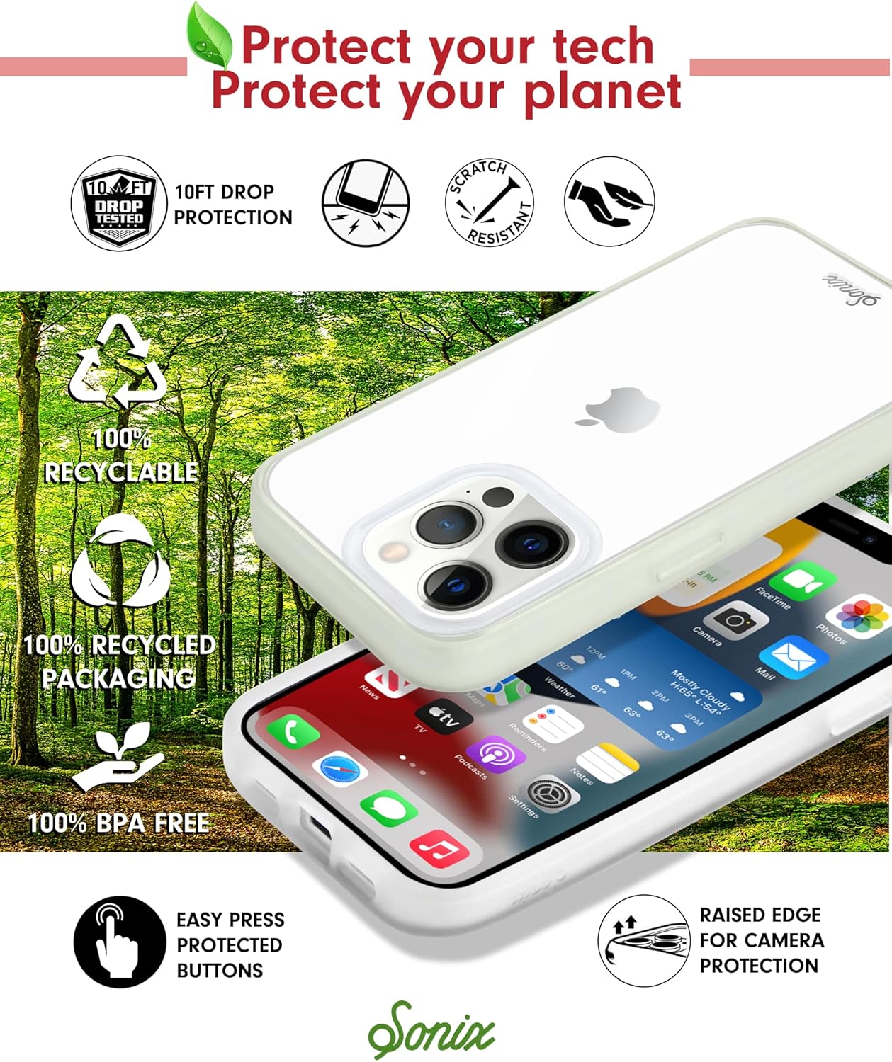Sonix – Funda transparente para iPhone 13 Pro Max probada en caídas de 10pies, Funda protectora transparente para Apple iPhone 13Pro Max