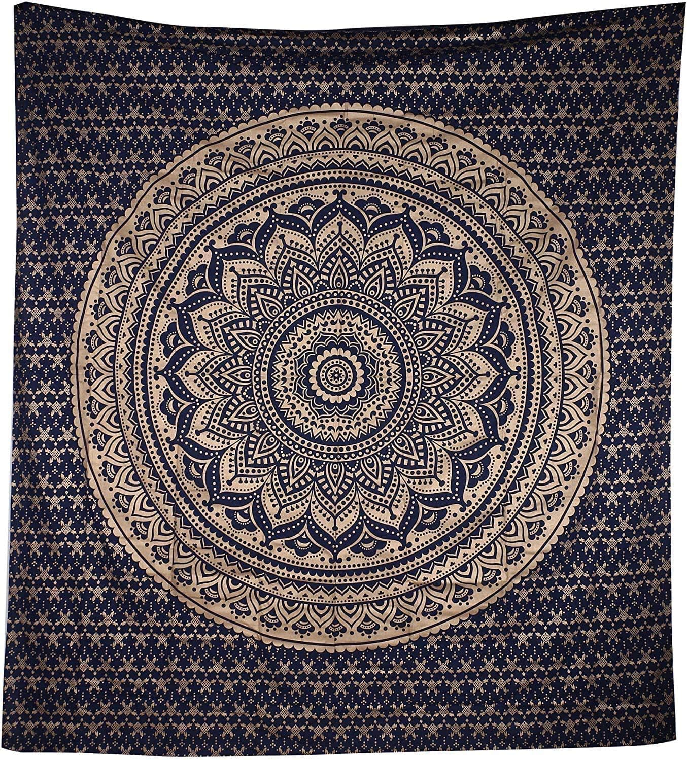 Popular Handicrafts Original Ombre – Tapiz indio Mandala para pared, ornamento hippie, colcha bohemia con brillo metálico