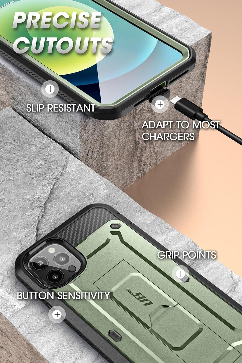 SUPCASE Unicorn Beetle Pro Series – Funda para iPhone 13 Pro Max (versión 2021) de 6.7 pulgadas, protector de pantalla integrado de cuerpo completo,
