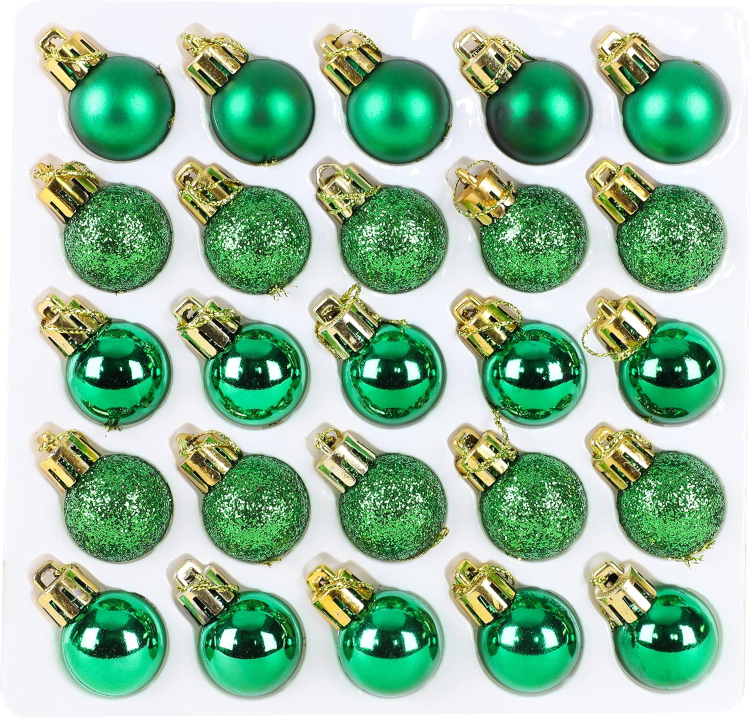 Christmas Concepts – Juego de 25 mini bolas para árbol de Navidad (0.984 pulgadas). Decorados con purpurina, mate y brillante .