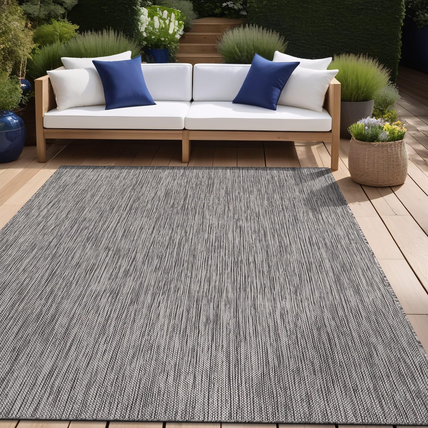 Beverly Rug Alfombra para interiores y exteriores, 5 x 7 pies, lavable, para patio, terraza, porche, alfombra de área moderna, resistente al agua,