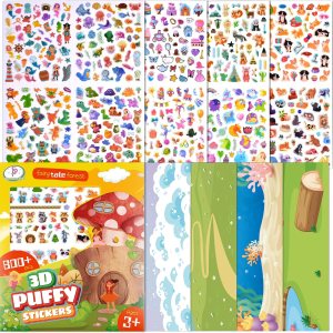 Calcomanías 3D hinchadas para niños, más de 800 calcomanías para niños pequeños, incluyendo 4 tarjetas de escena de fantasía de hada, princesa, Calcomanías 3D hinchadas para niños, más de 800 calcomanías para niños pequeños, incluyendo 4 tarjetas de escena de fantasía de hada, princesa,