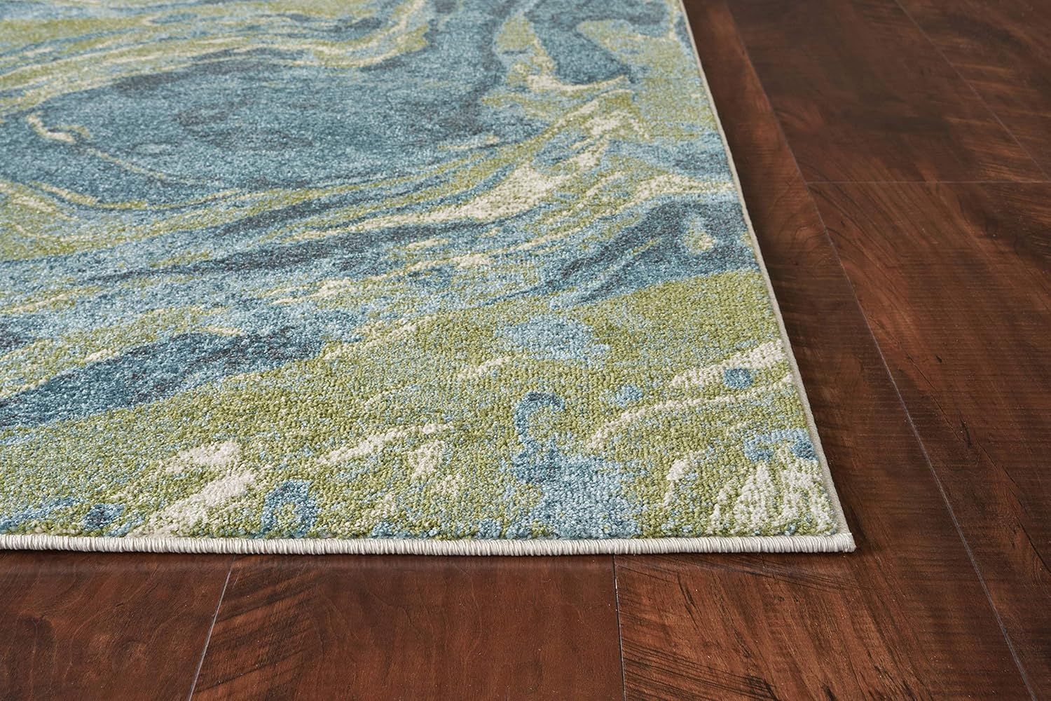 Kas Rugs Watercolors – Alfombra abstracta de mediados de siglo, color verde azulado, 5 pies x 7 pies 6 pulgadas