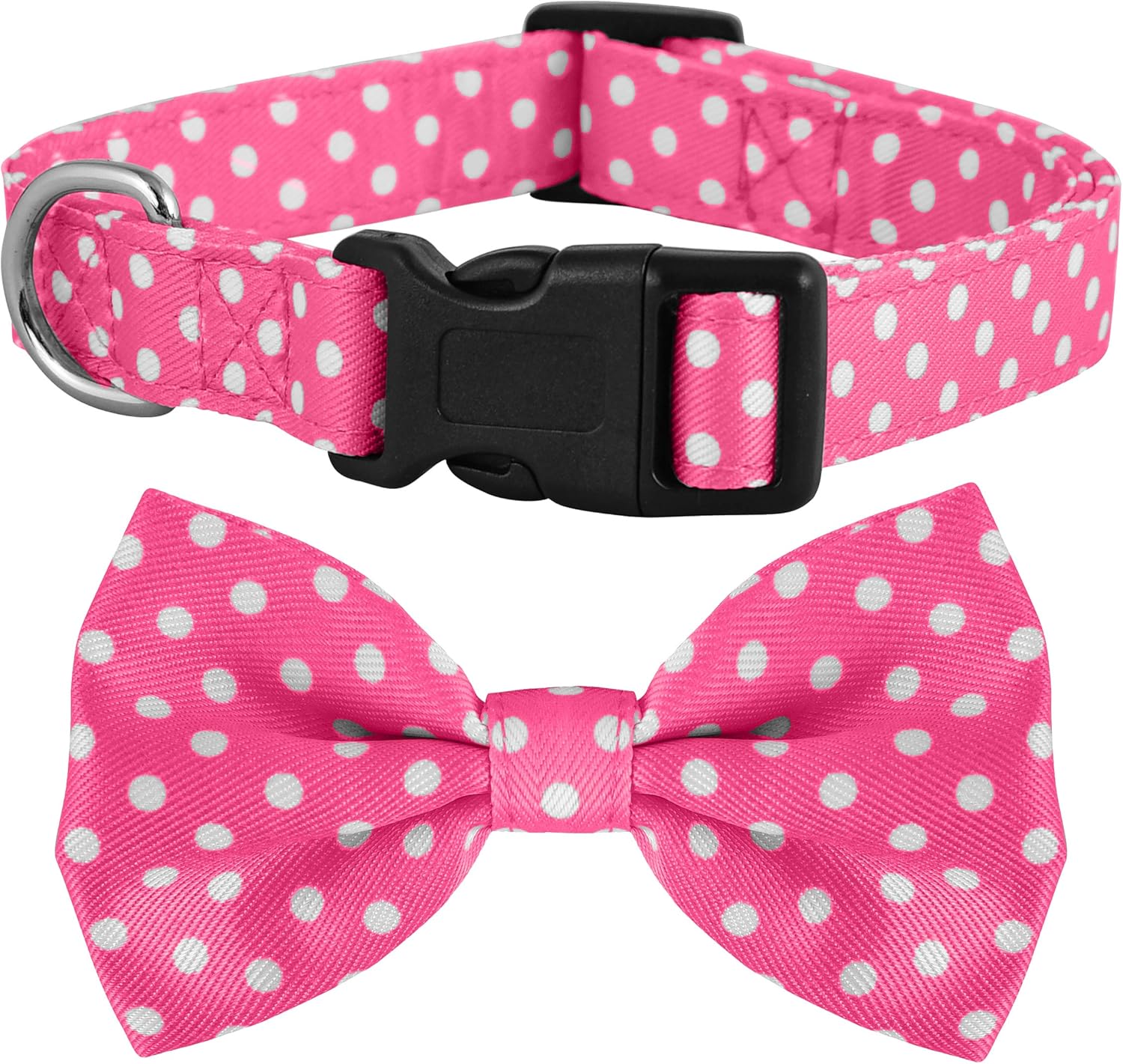 Collar de perro con pajarita, lazo de nailon de alta calidad, a lunares, Navidad, bandera estadounidense, Halloween para niña o niño, ajustable (M,