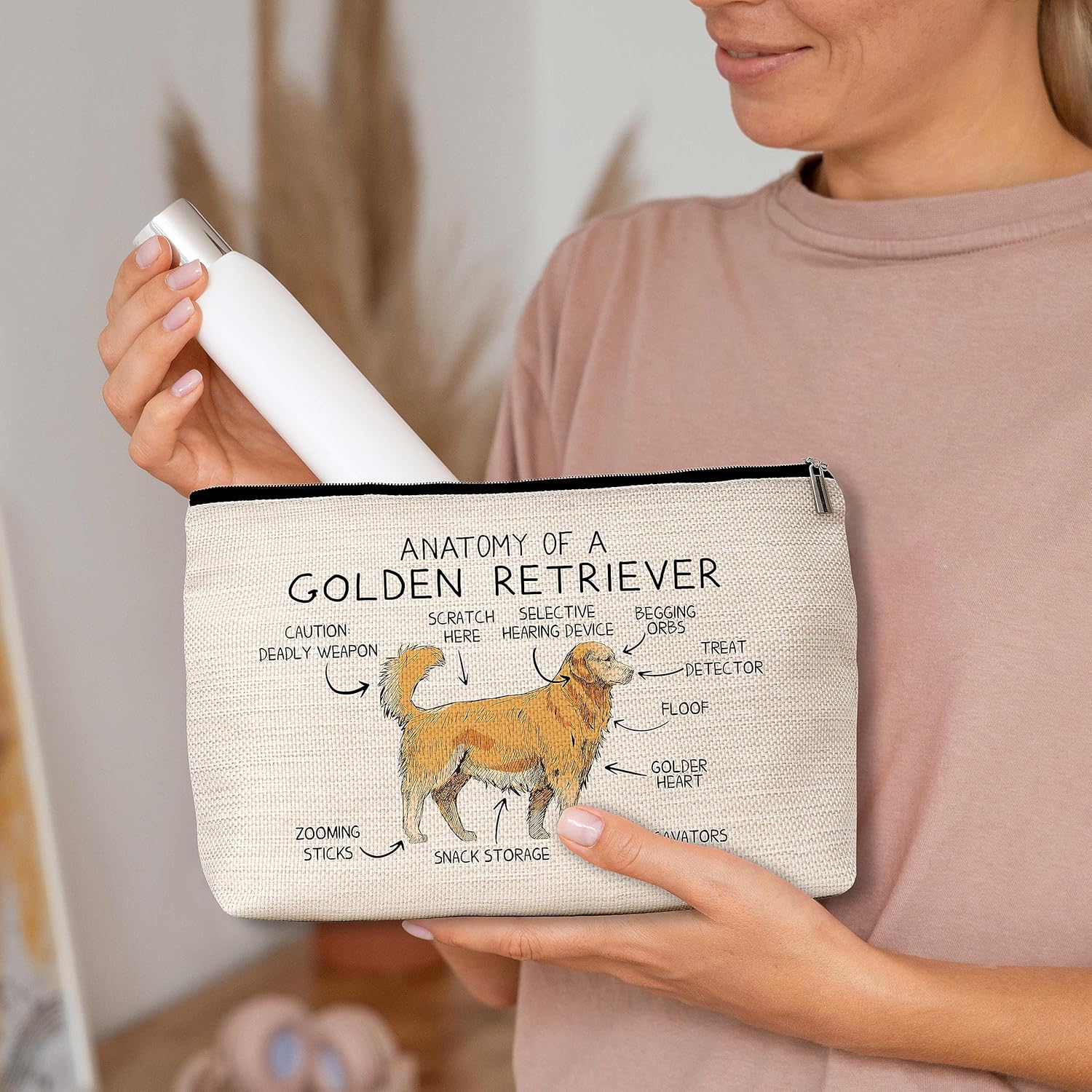 AWSICE Golden Retriever – Bolsa de maquillaje Anatomía de un Golden Retriever, bolsa de cosméticos, regalo para amantes de los perros, mujeres,