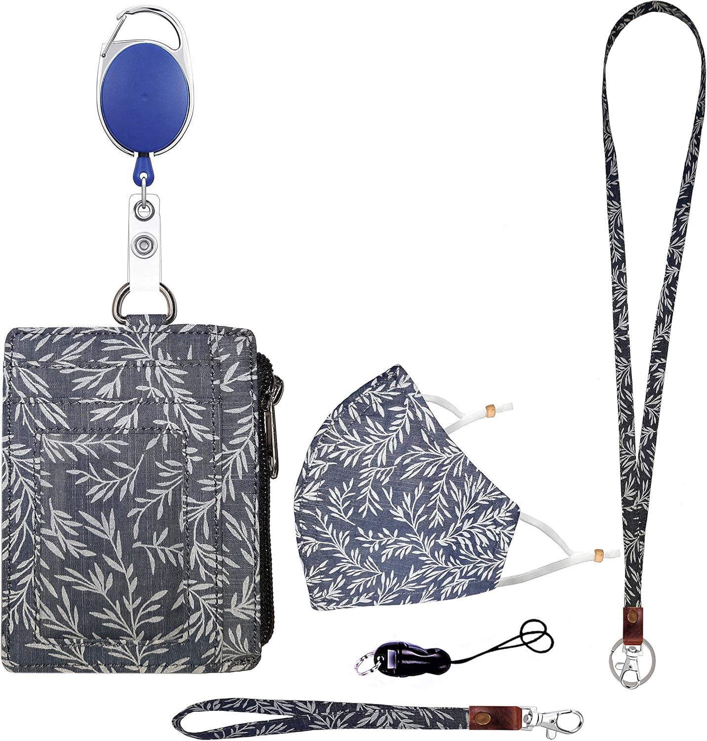 Generic Funda de identificación con cremallera, cordón y pulsera, soporte para tarjeta de identificación con máscara para oficina y escuela (hojas