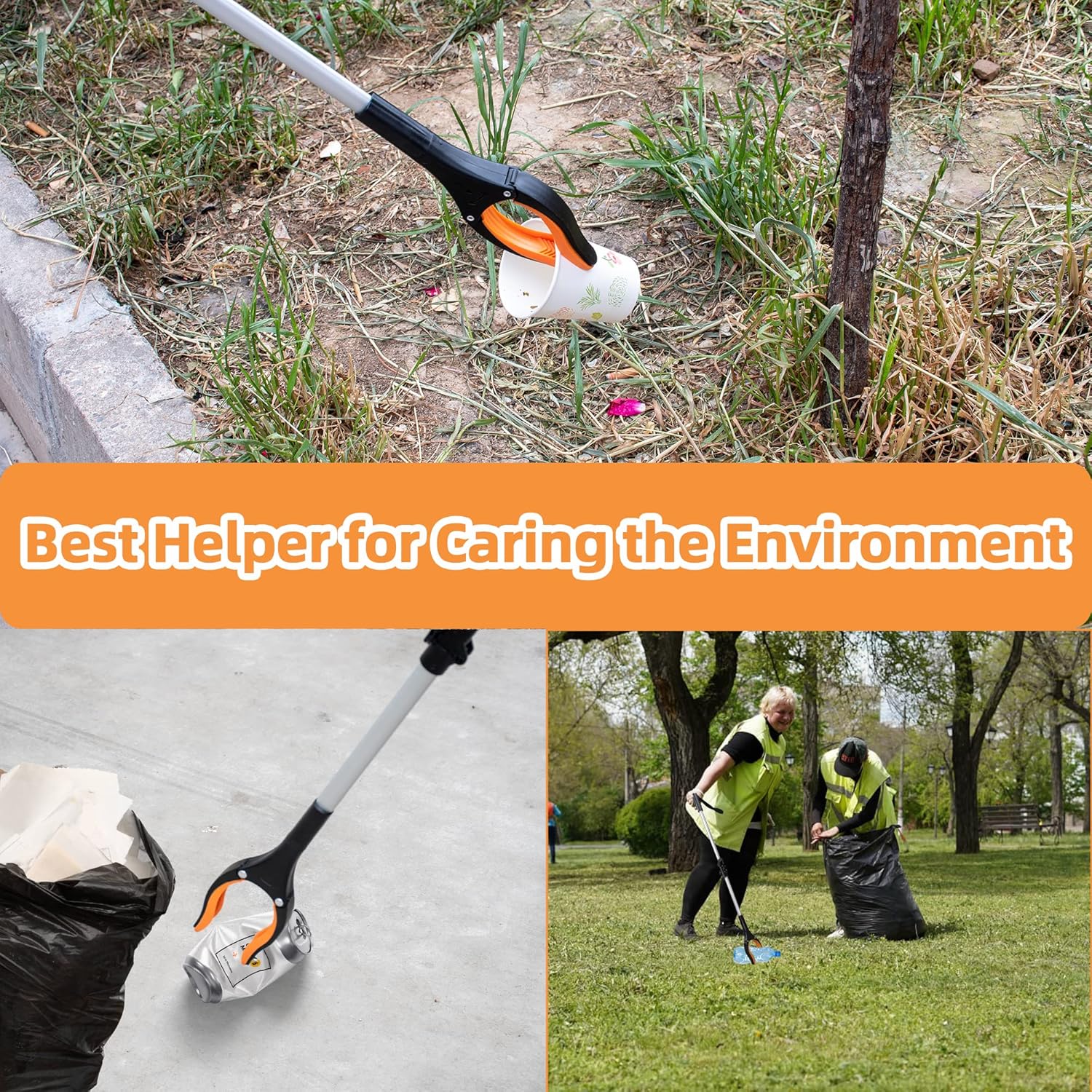 Grabber Reacher Tool 2024 mejorada herramienta de agarre plegable de 43 pulgadas para ancianos, palo de recogida plegable extra largo con fuerte