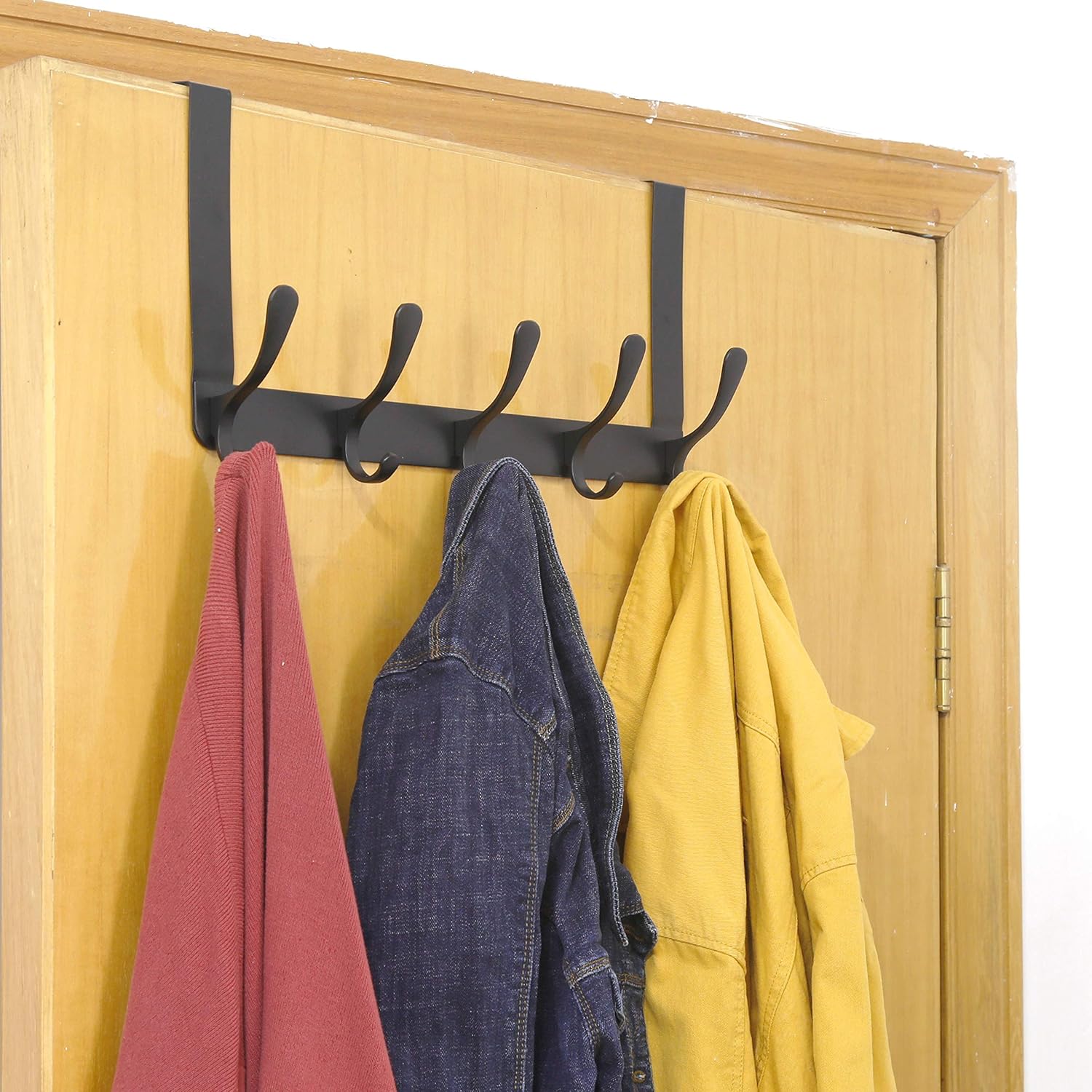 WEBI Toallero para colgar sobre la puerta, gancho para colgar sobre la puerta, perchero para colgar toallas, ropa, baño, negro, 2 paquetes