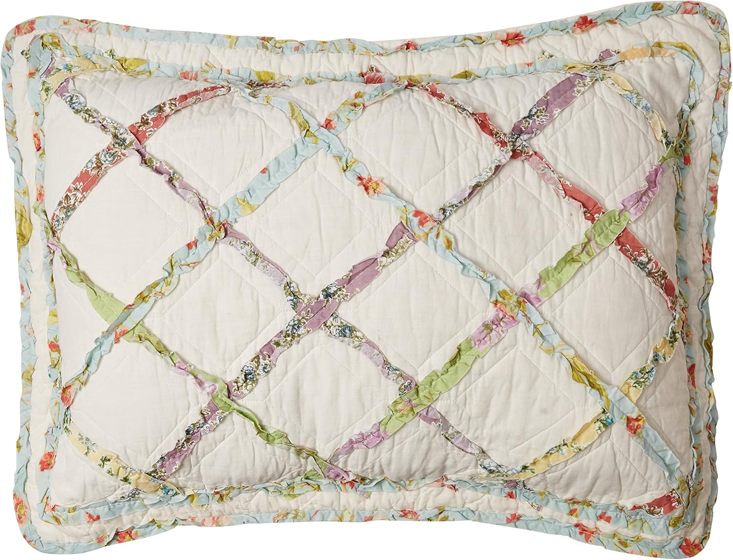 Laura Ashley Home Ruffle Garden Collection, colcha reversible y elegante, tamaño King, crema y hogar, funda estándar, ropa de cama de algodón suave