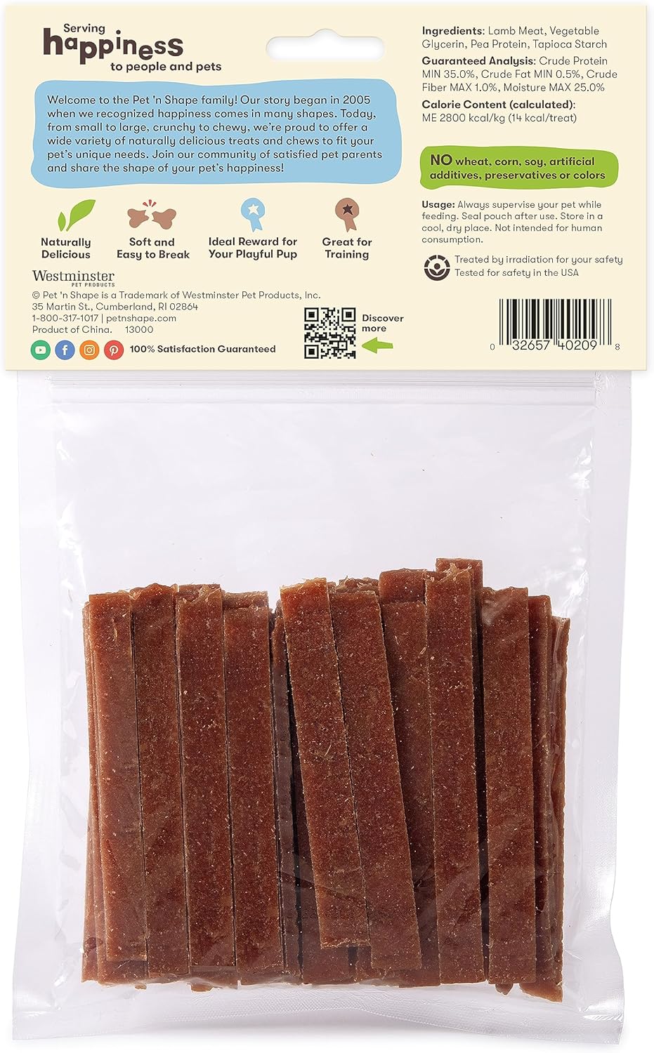 Pet ‘n Shape Golosinas para perros de cordero Jerky – 9 onzas