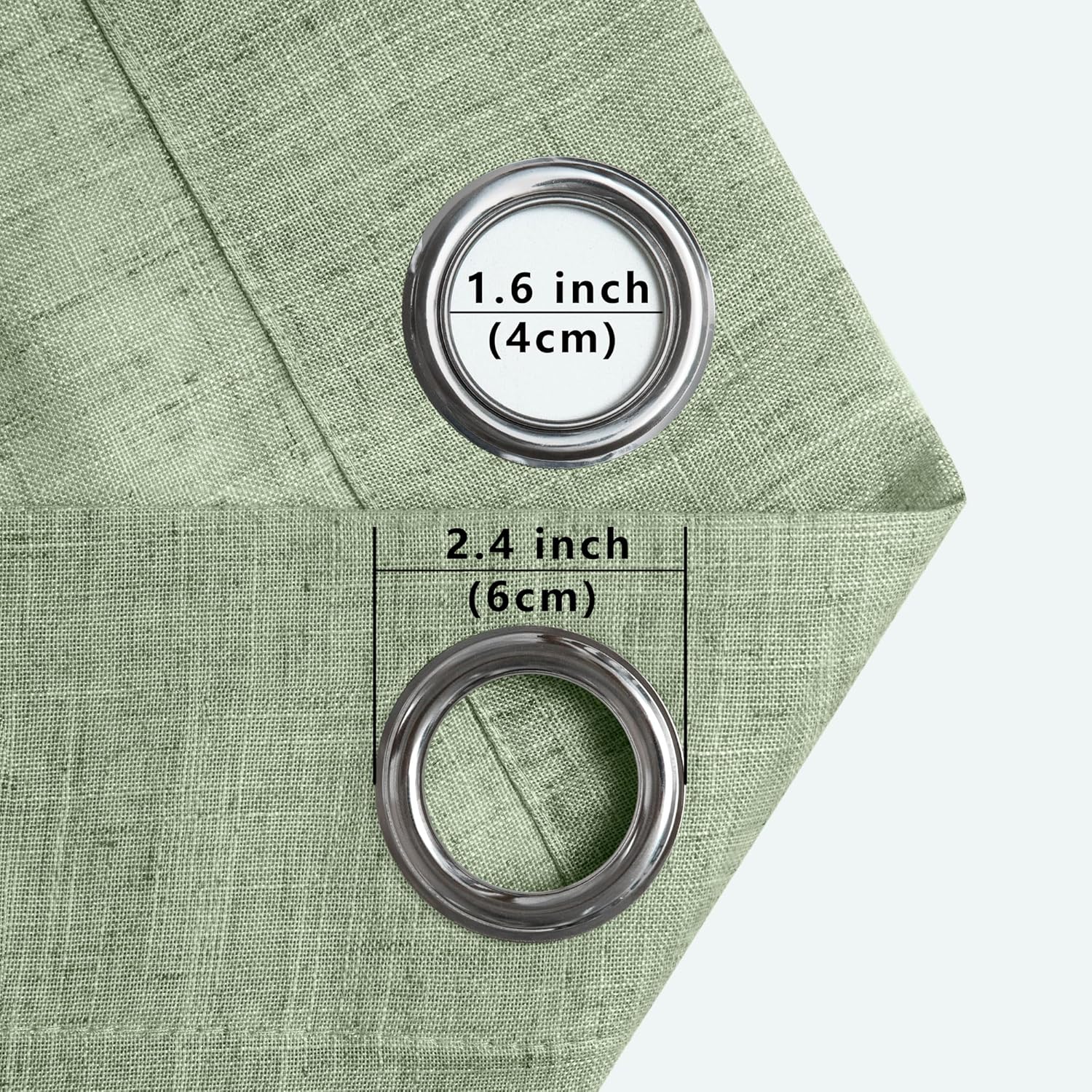 Pitalk Cortinas color verde salvia claro de 90 pulgadas de largo para dormitorio, 2 paneles con ojales, filtrantes de luz, semitransparentes, de