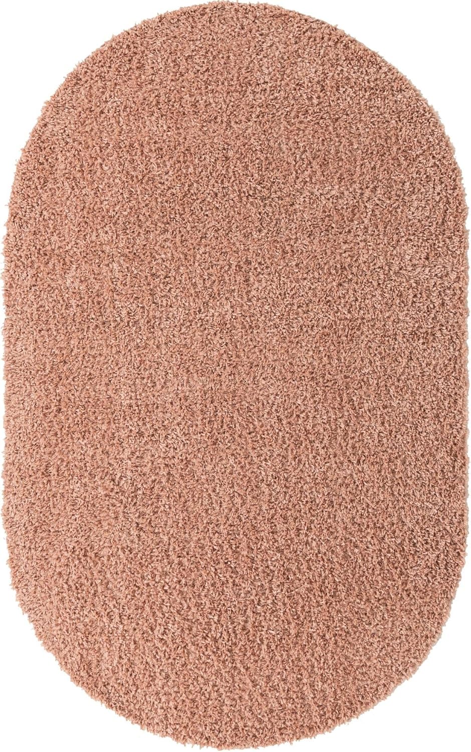 Rugs.com Zermatt Shag Collection – Alfombra ovalada de 5 x 8 pies, color rosa polvoriento, perfecta para salas de estar, comedores grandes, planos