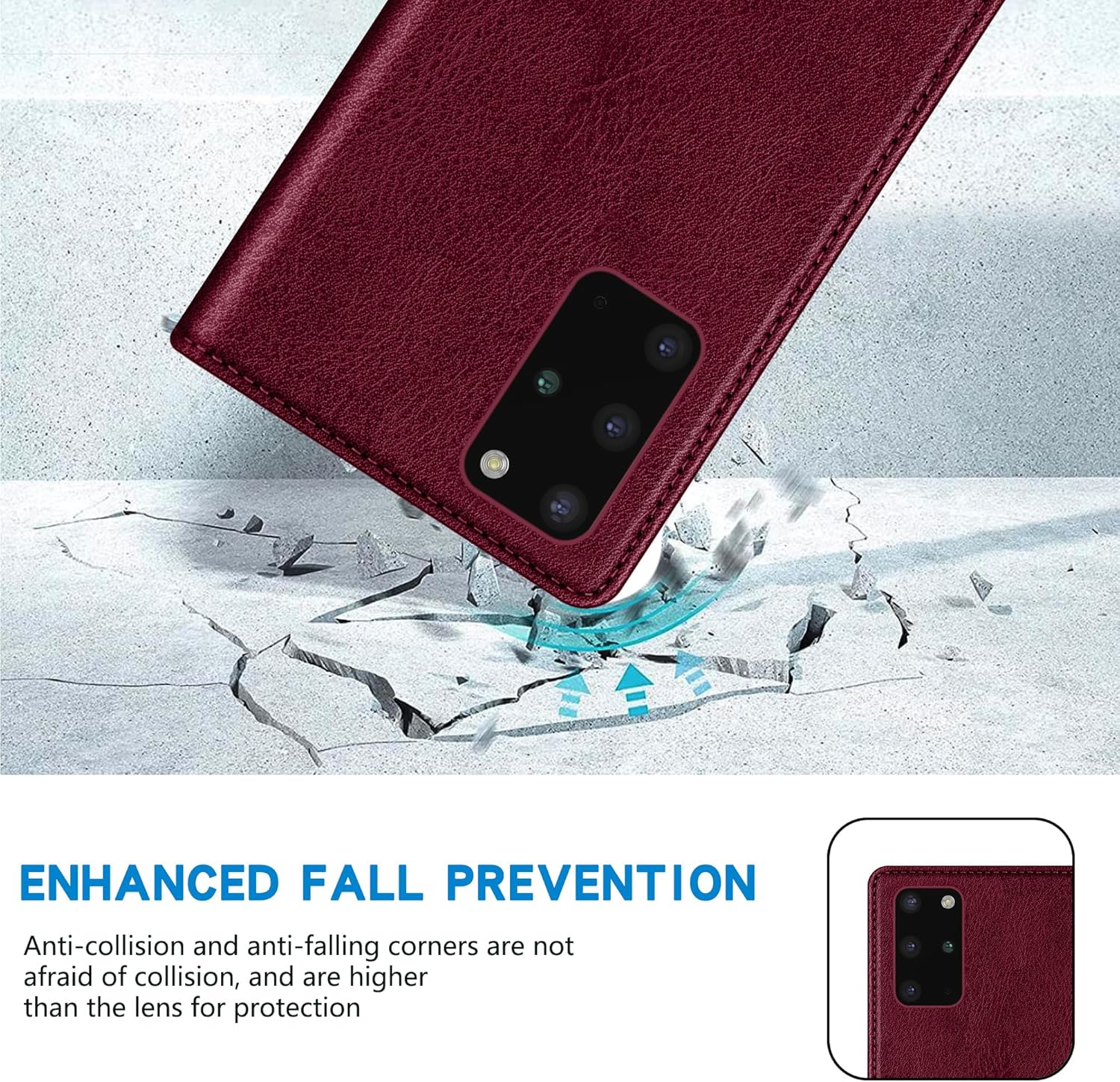 ZZXX Funda tipo cartera para Samsung Galaxy S20 Plus con bloqueo RFID, soporte de ranura para tarjetas, funda protectora de cuero magnético fuerte