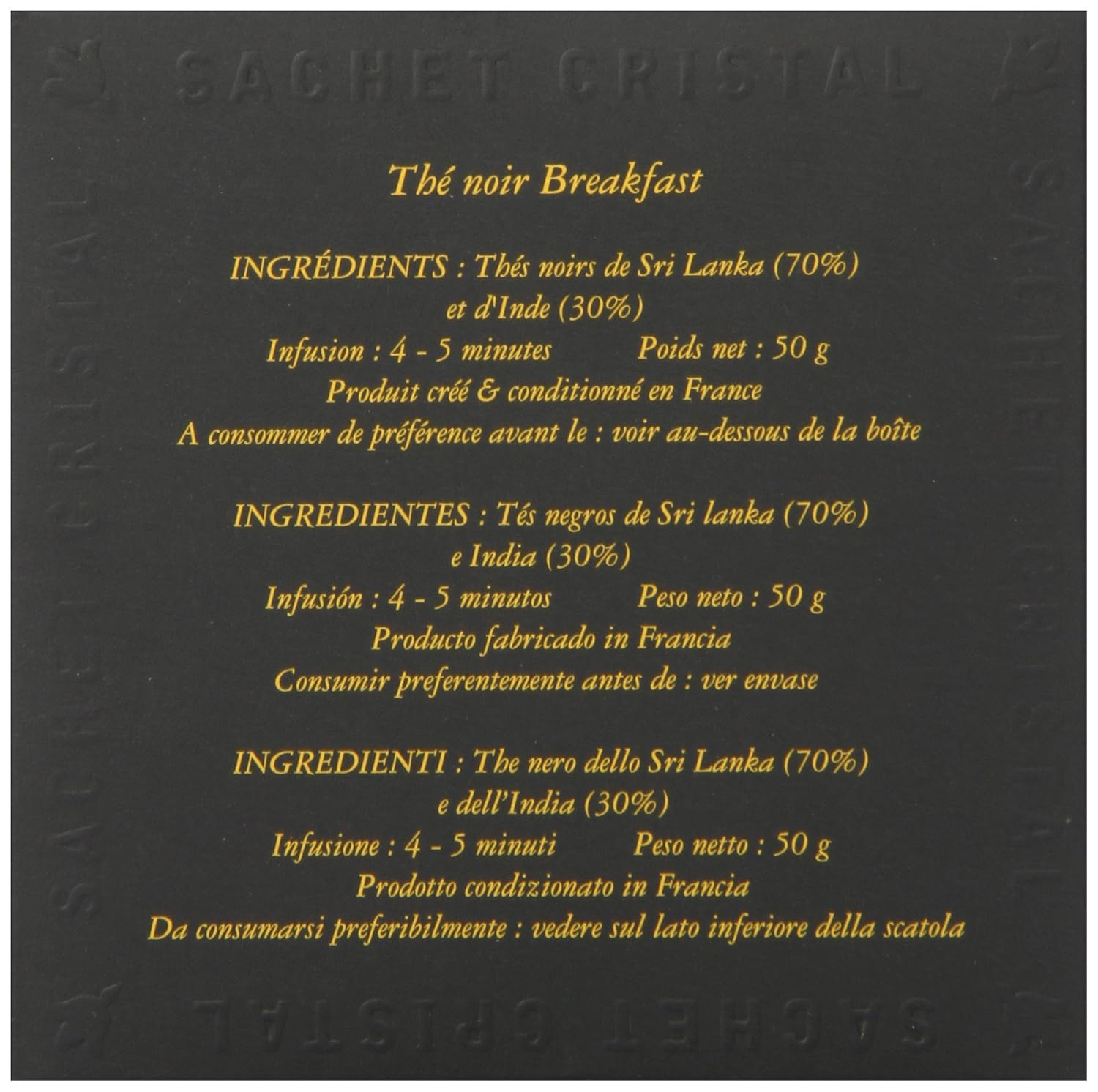 Dammann Freres Loose Leaf, Breakfast Blend Premium Gourmet French Black Tea, 25 unidades (paquete individual)